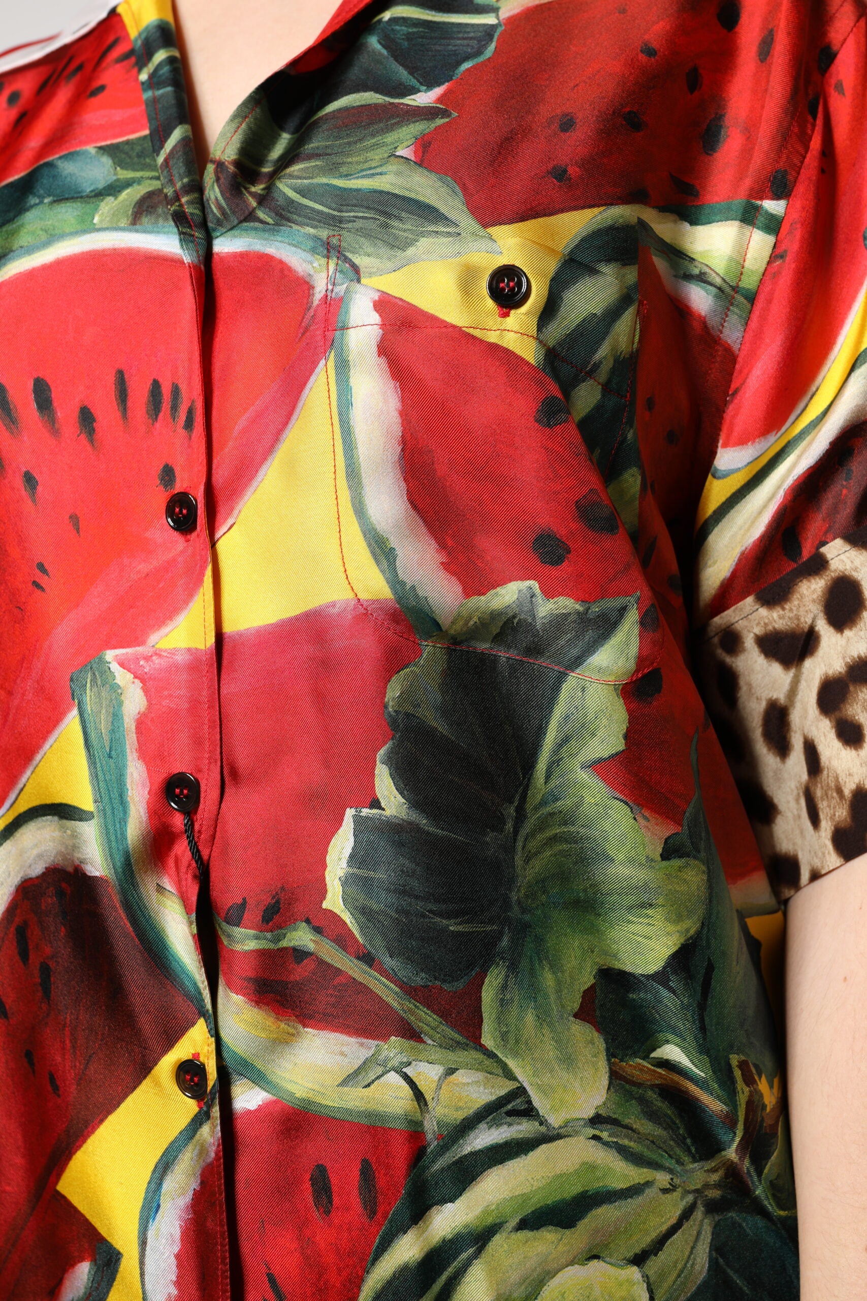 Multicolor Watermelon Collared Shirt Top - ventzia