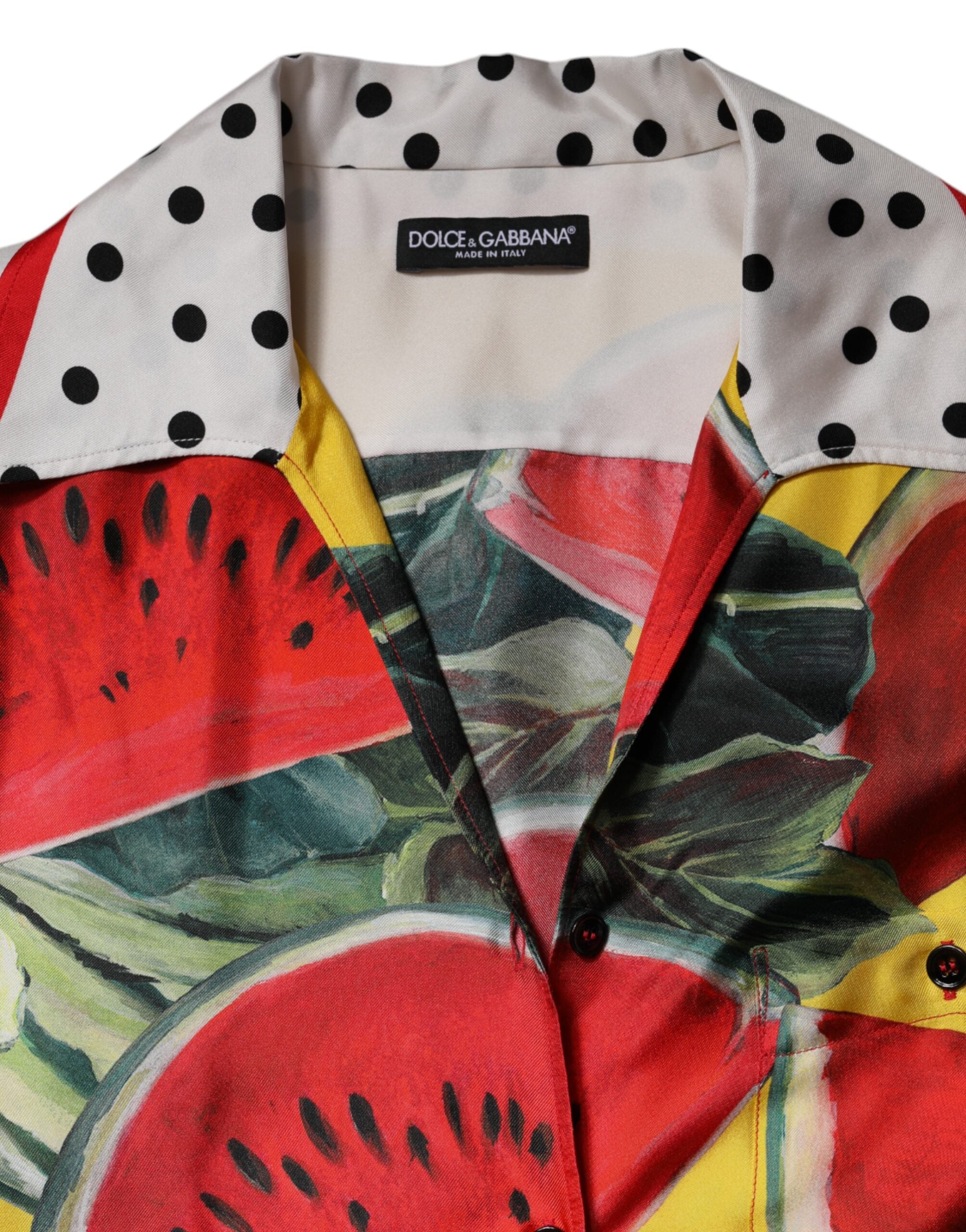Multicolor Watermelon Collared Shirt Top - ventzia