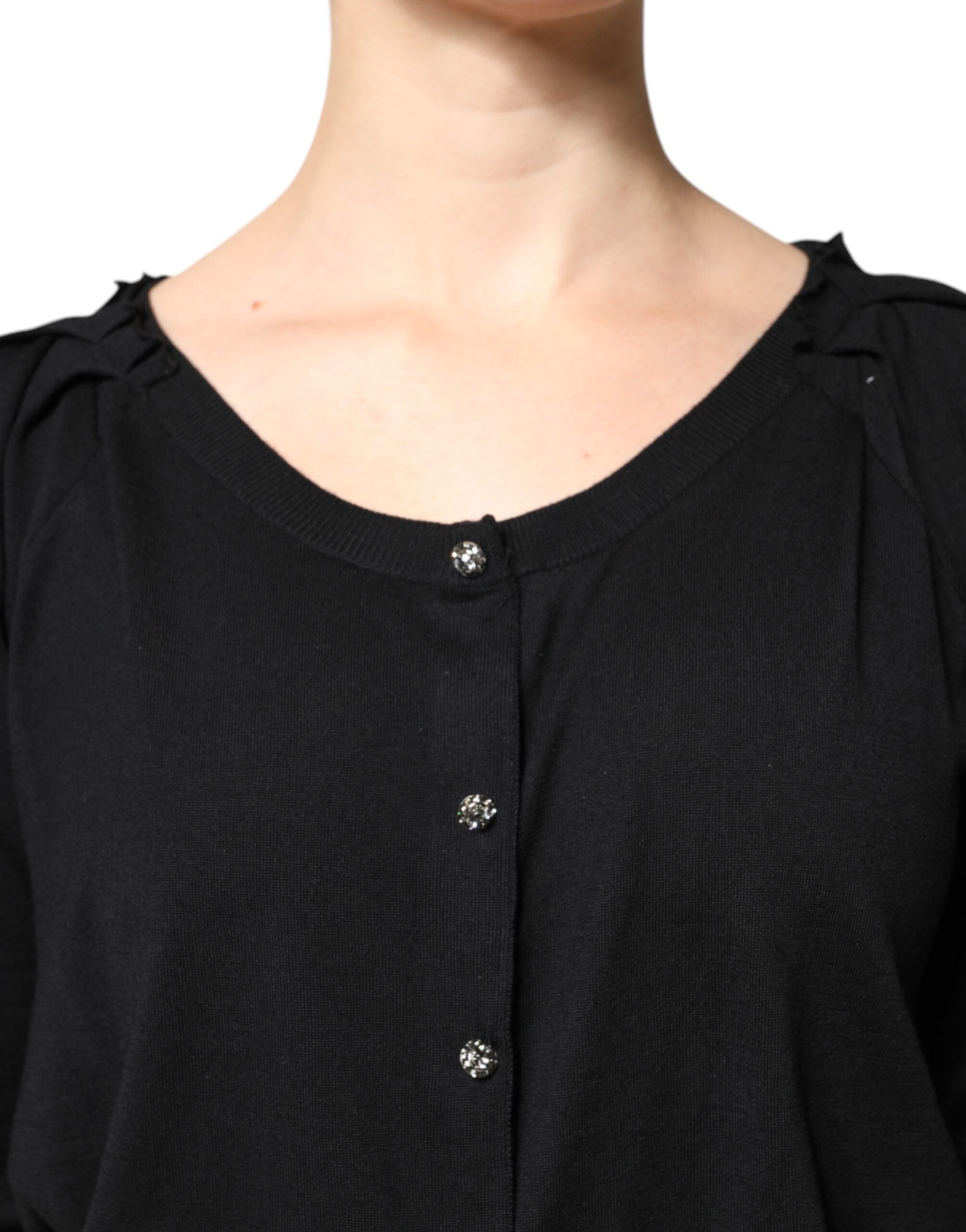 Black Button Down Short Sleeve Blouse Top - ventzia