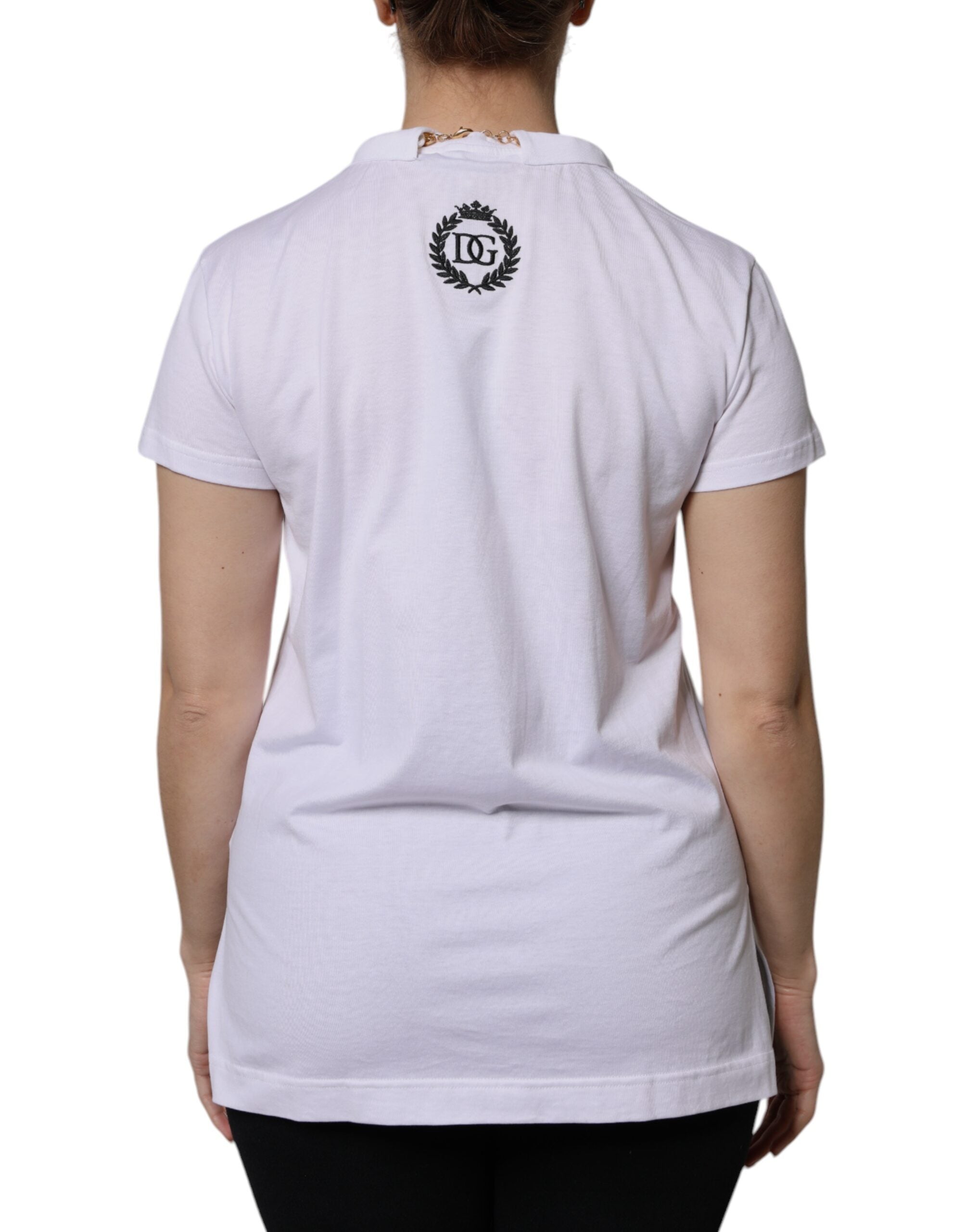 White Necklace Cotton Short Sleeve T-shirt - ventzia