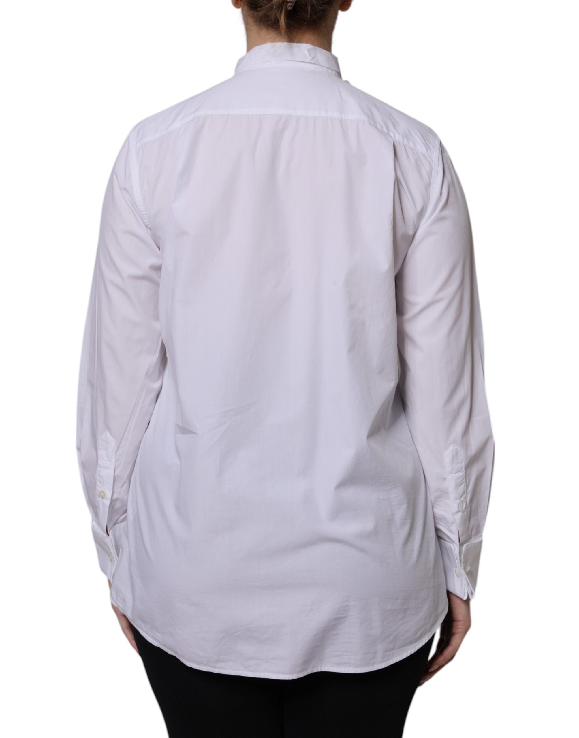White Ascot Collar Long Sleeve Blouse Top - ventzia