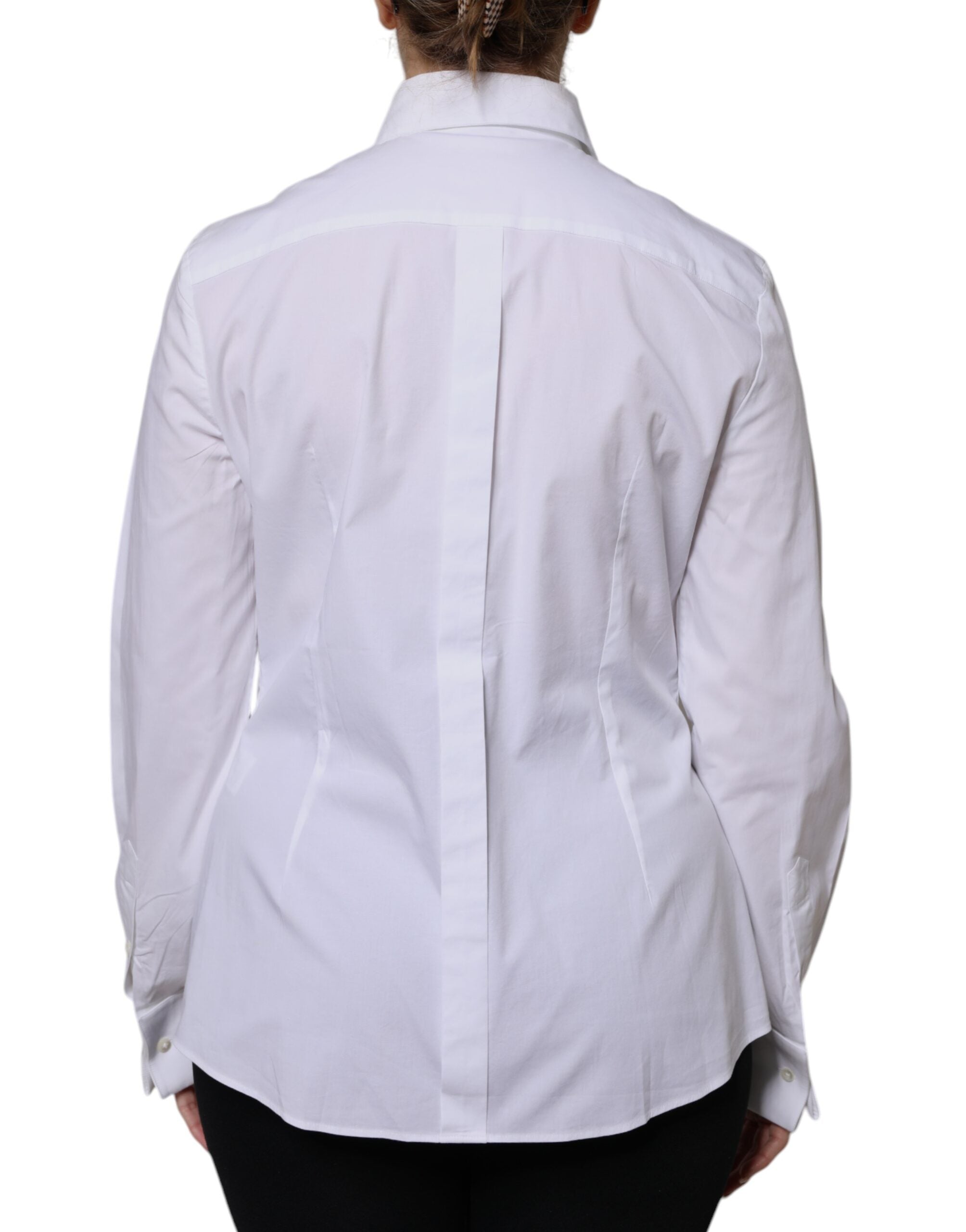 White Cotton Dress Collared Dress Shirt Top - ventzia