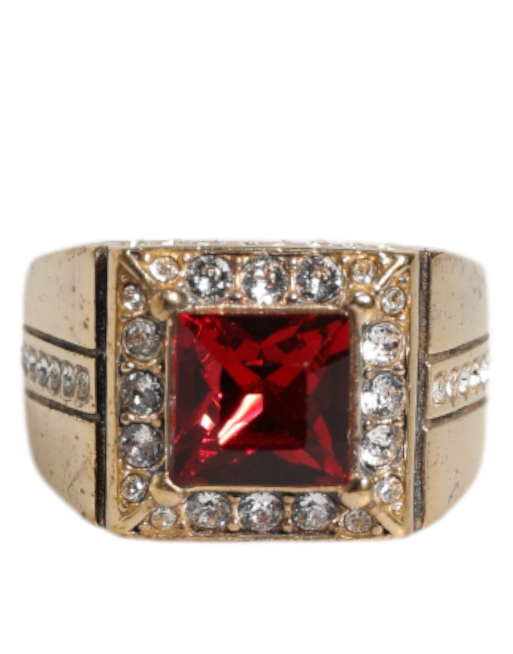 Gold Tone Sterling Silver 925 Crystals Ring - ventzia