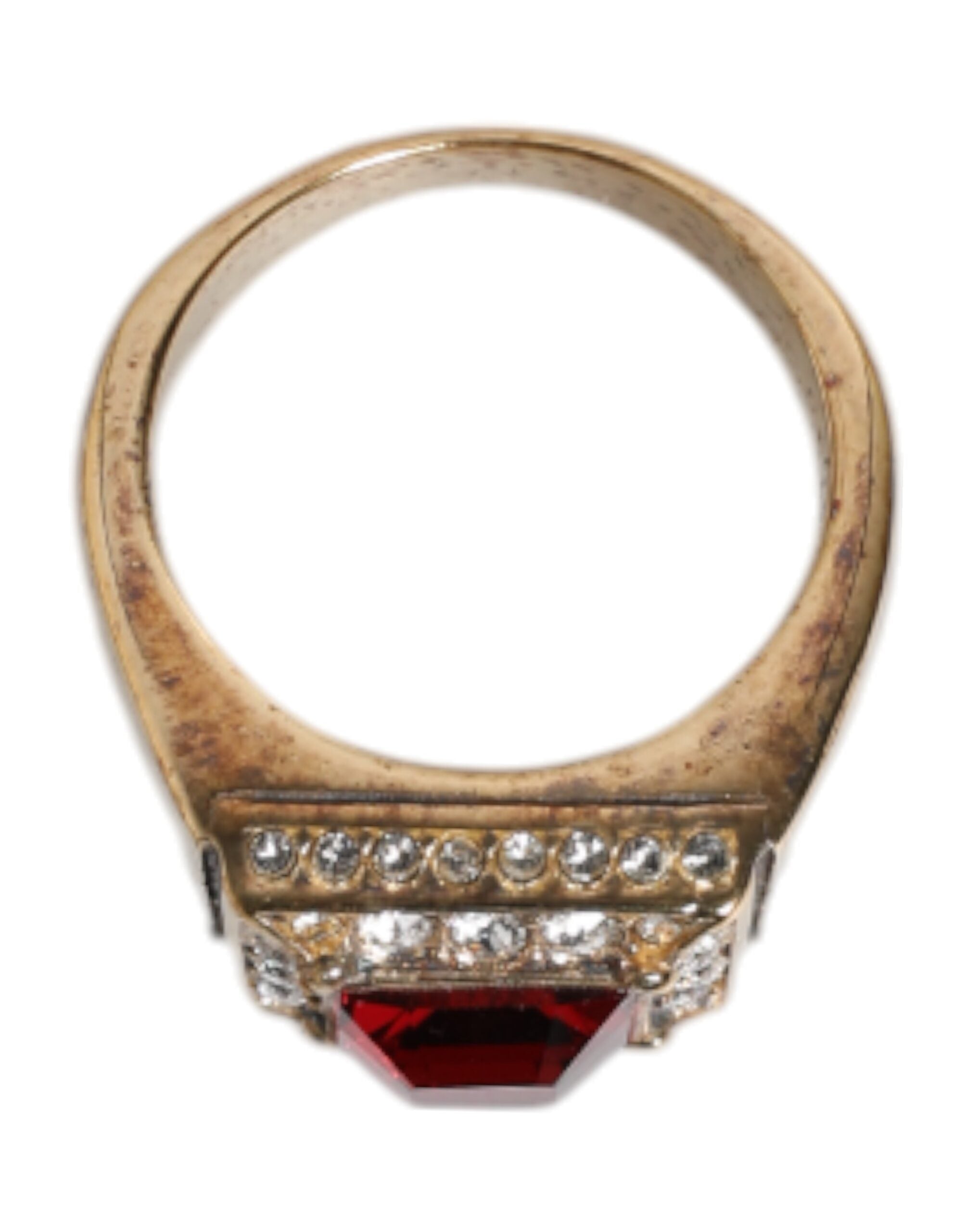 Gold Tone Sterling Silver 925 Crystals Ring - ventzia