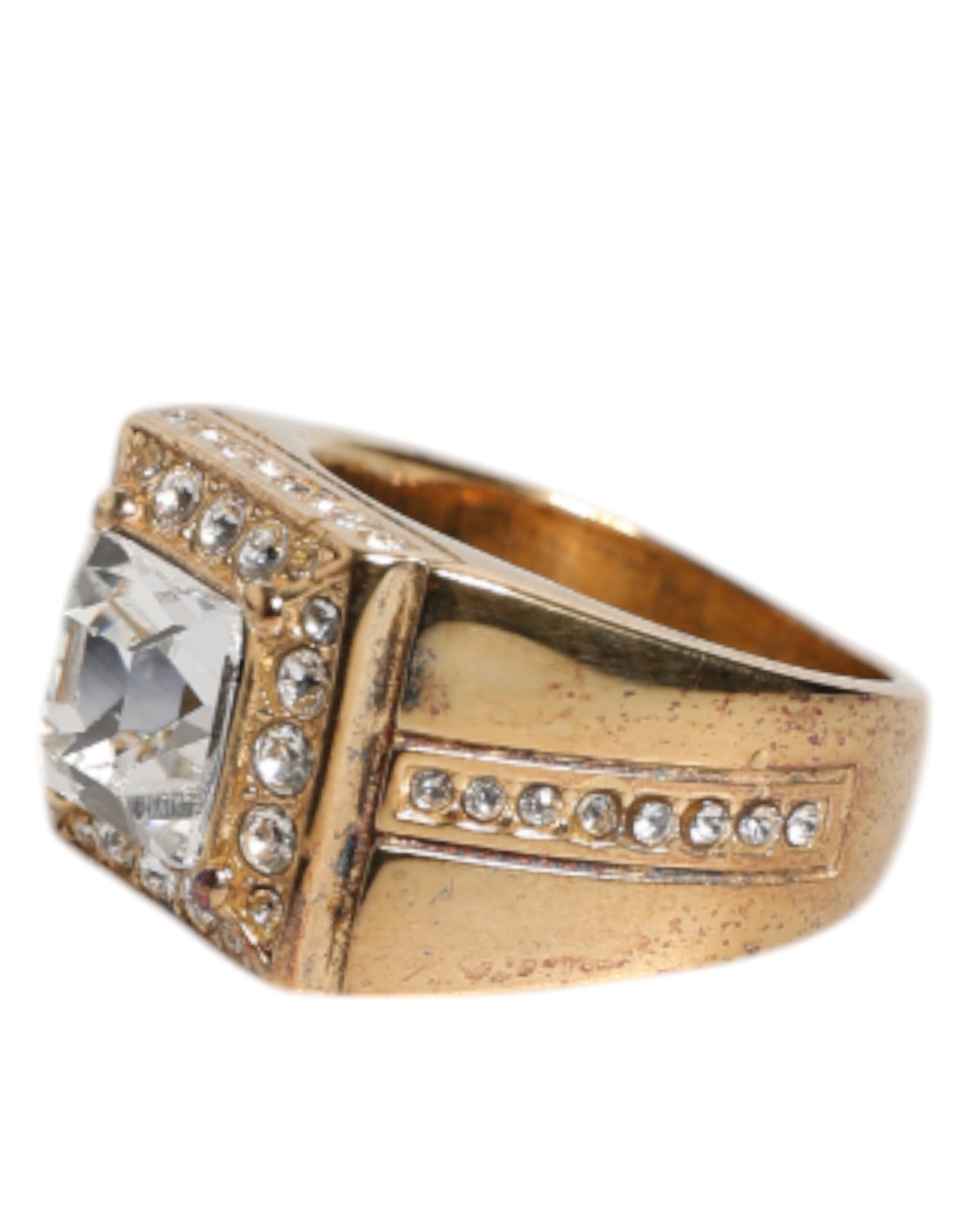Gold Tone Sterling Silver 925 Crystals Ring - ventzia