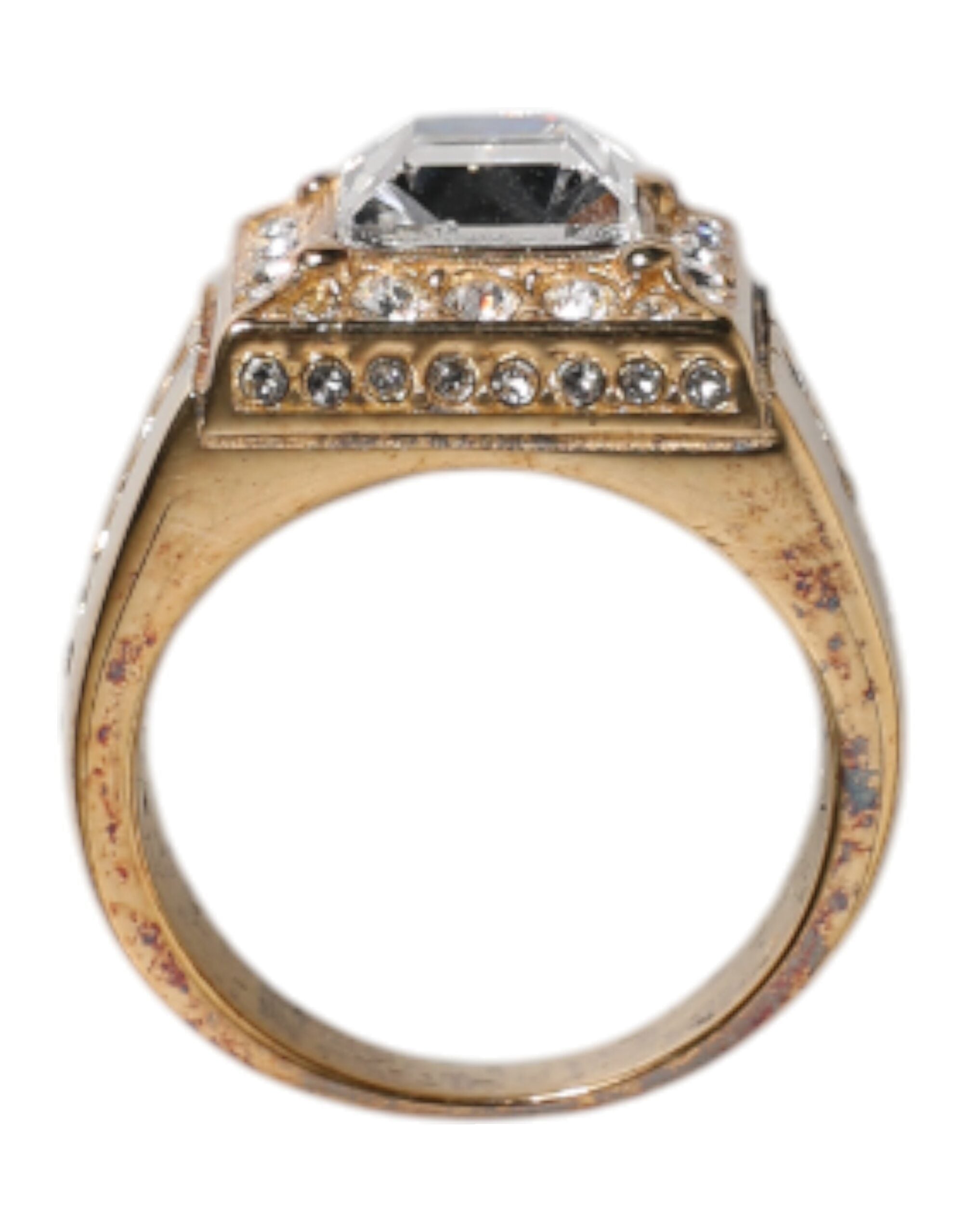 Gold Tone Sterling Silver 925 Crystals Ring - ventzia