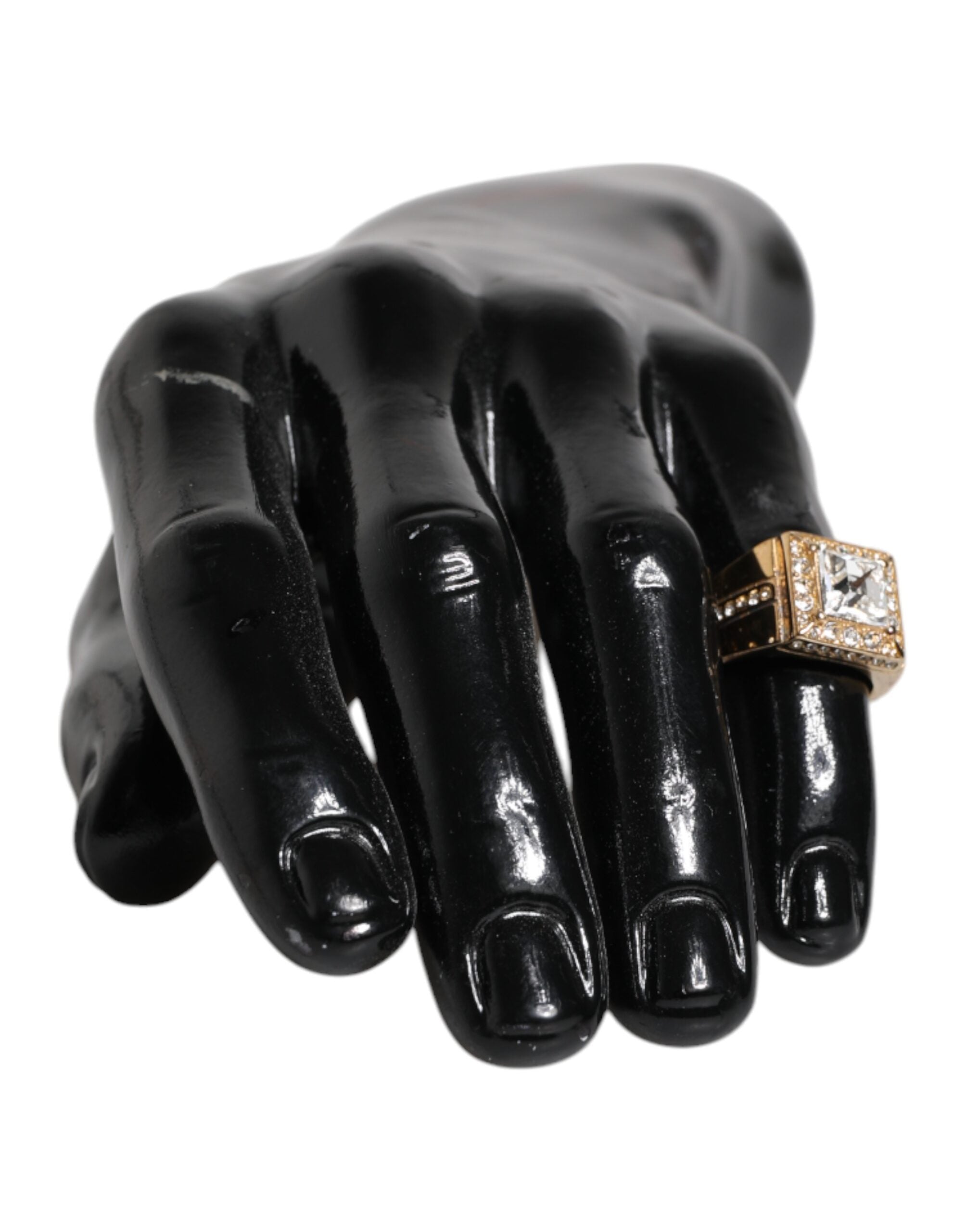 Gold Tone Sterling Silver 925 Crystals Ring - ventzia