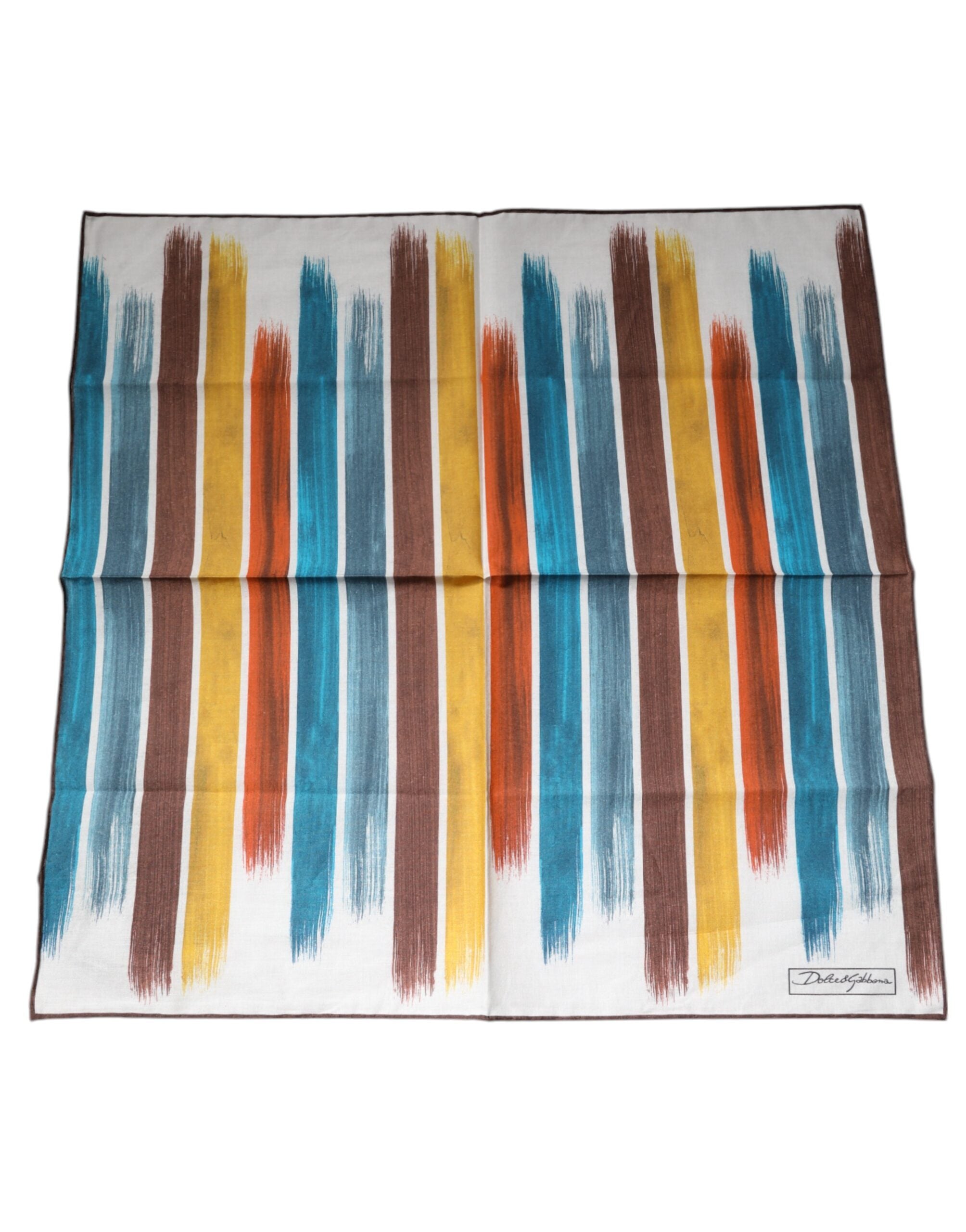 Multicolor Stripes Cotton Square Foulard Scarf - ventzia