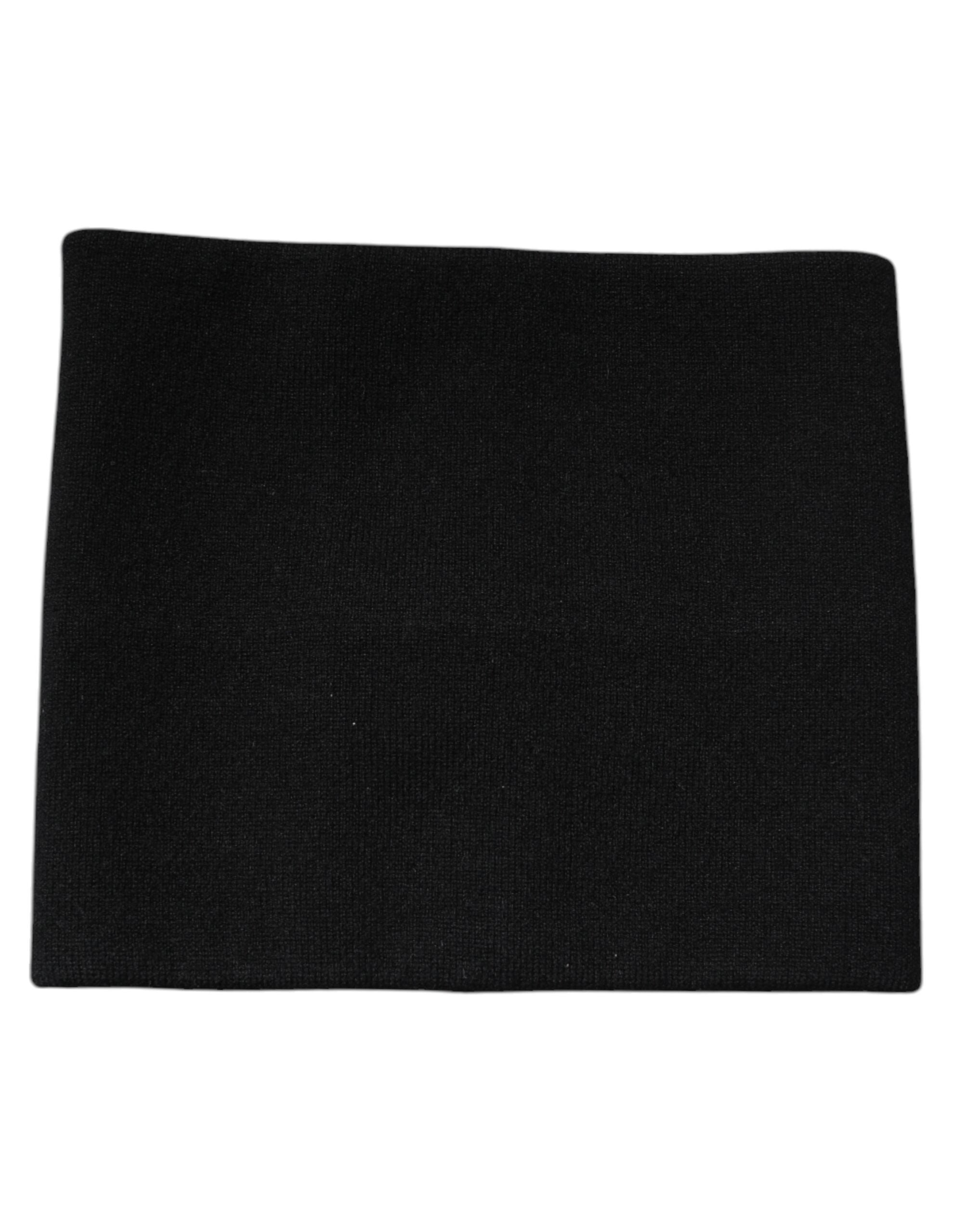 Black Cashmere Knitted Square Handkerchief Scarf - ventzia