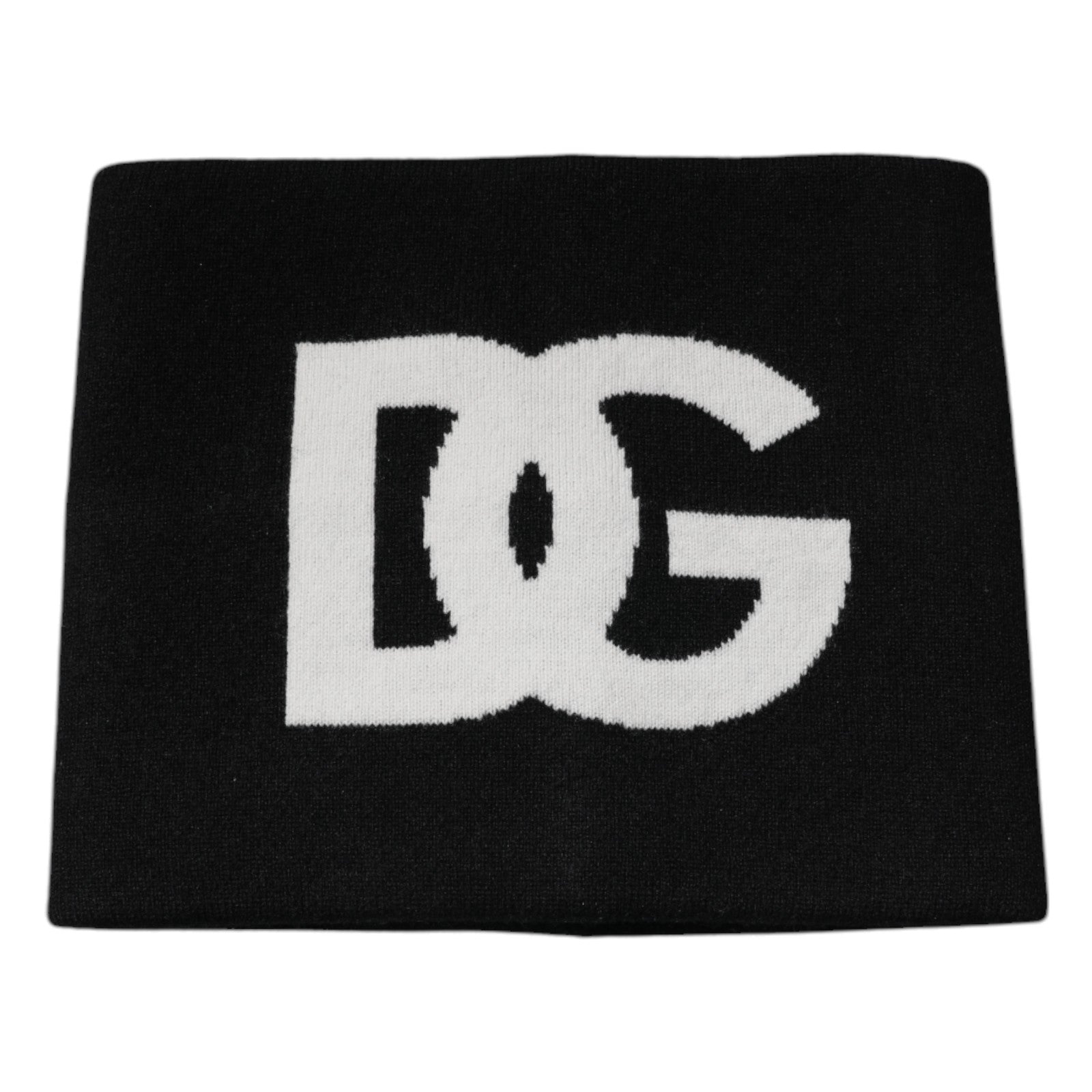 Black Cashmere DG Logo Square Handkerchief Scarf - ventzia