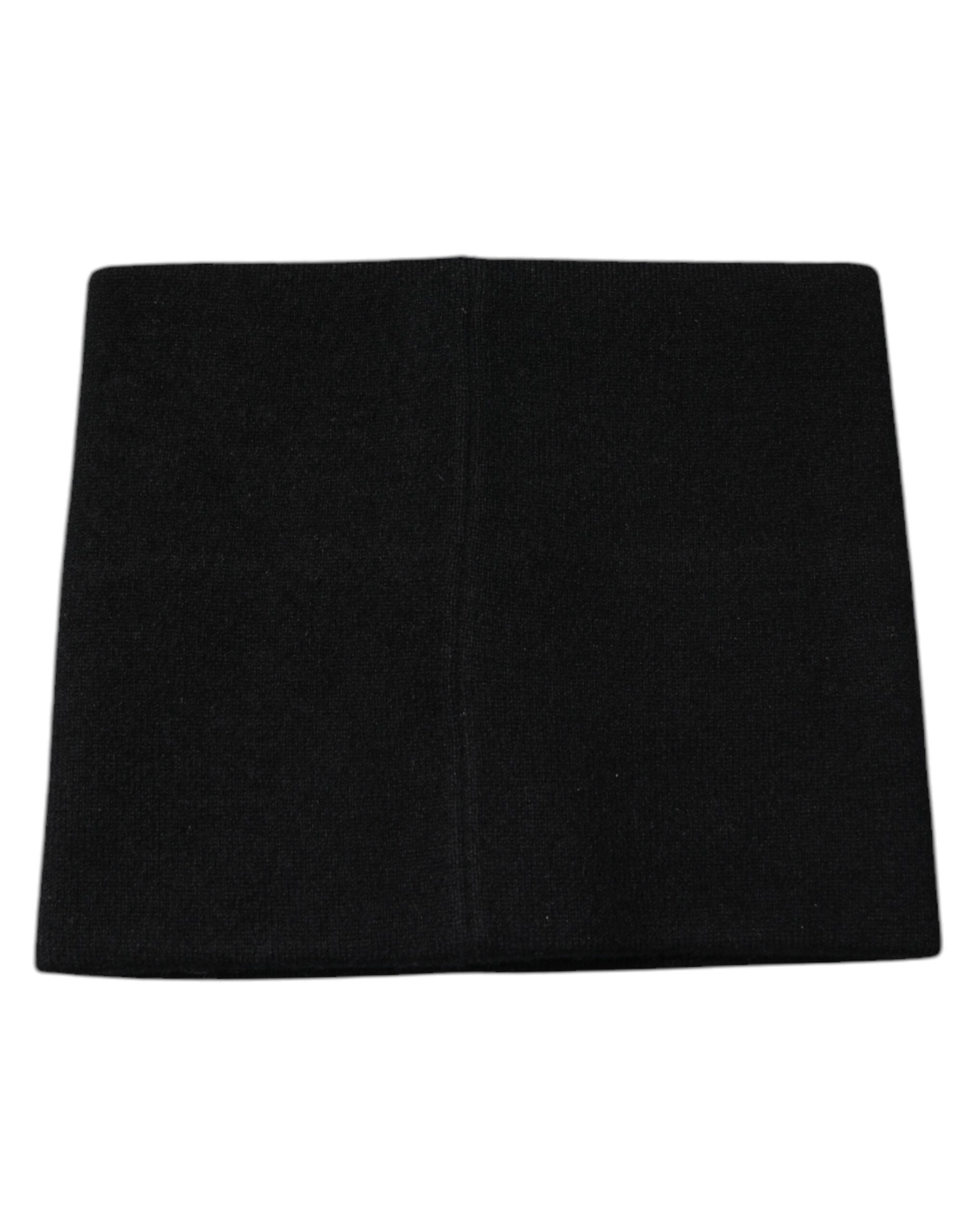 Black Cashmere DG Logo Square Handkerchief Scarf - ventzia
