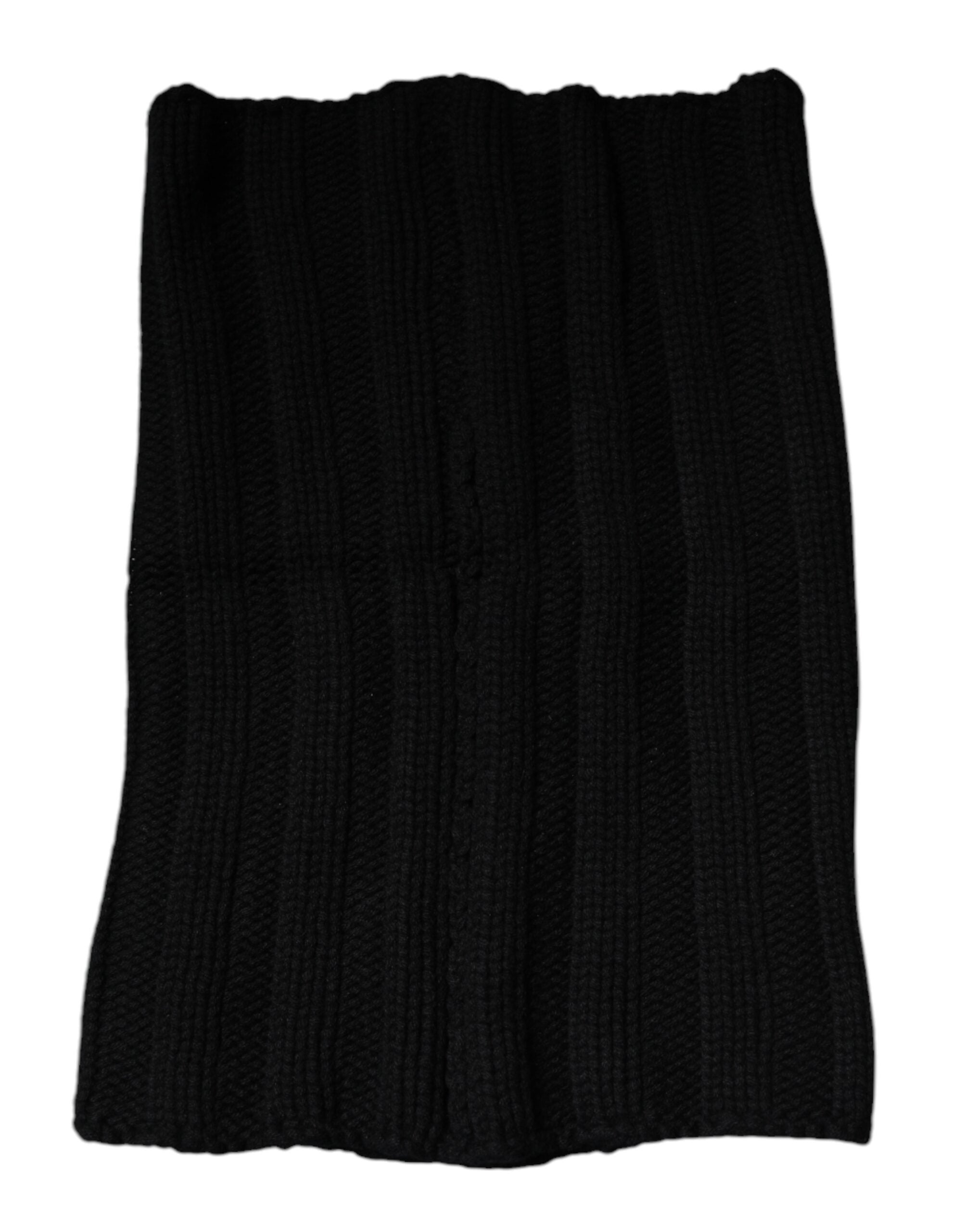 Black Cashmere Knitted Neck Warmer Foulard Scarf - ventzia