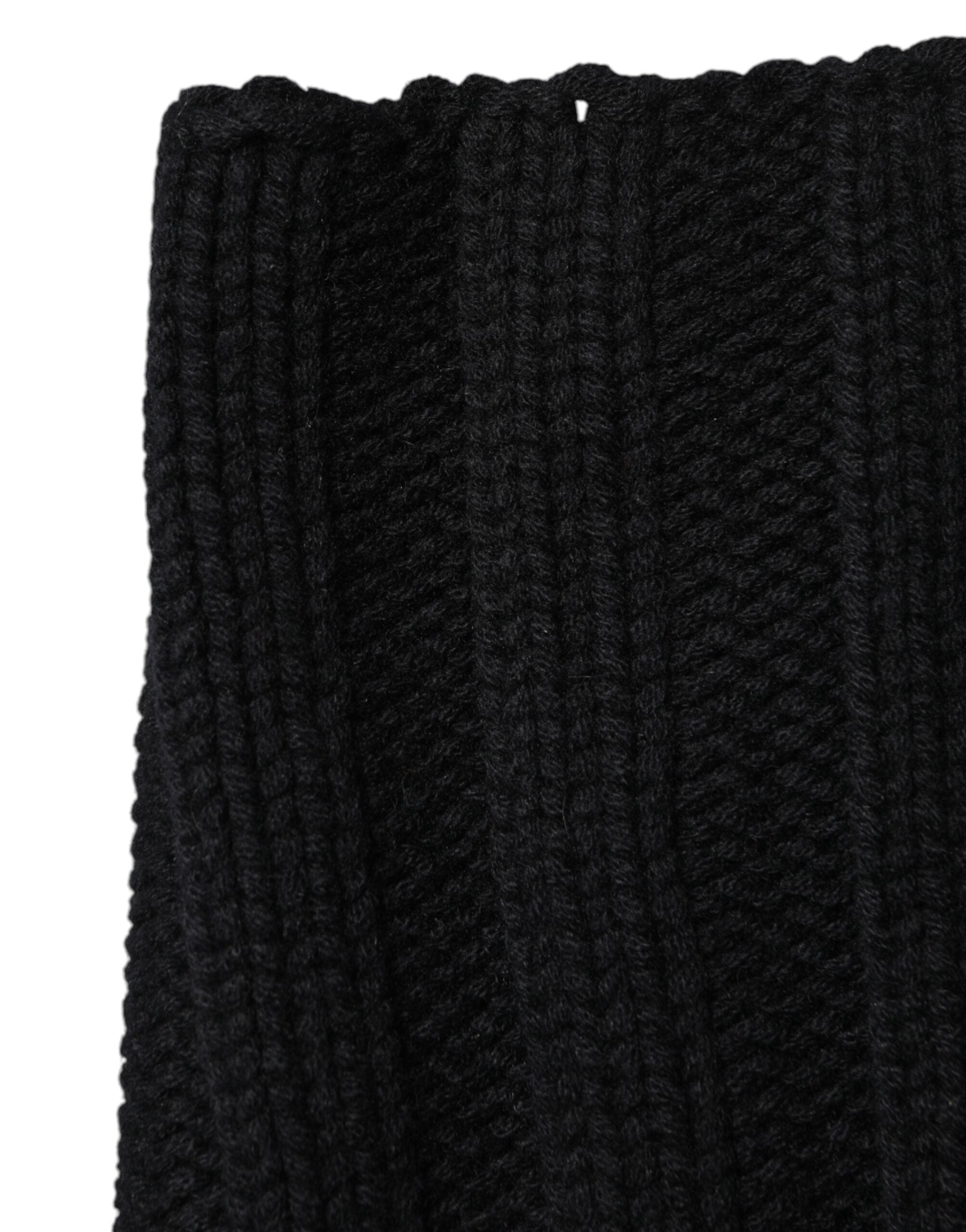 Black Cashmere Knitted Neck Warmer Foulard Scarf - ventzia