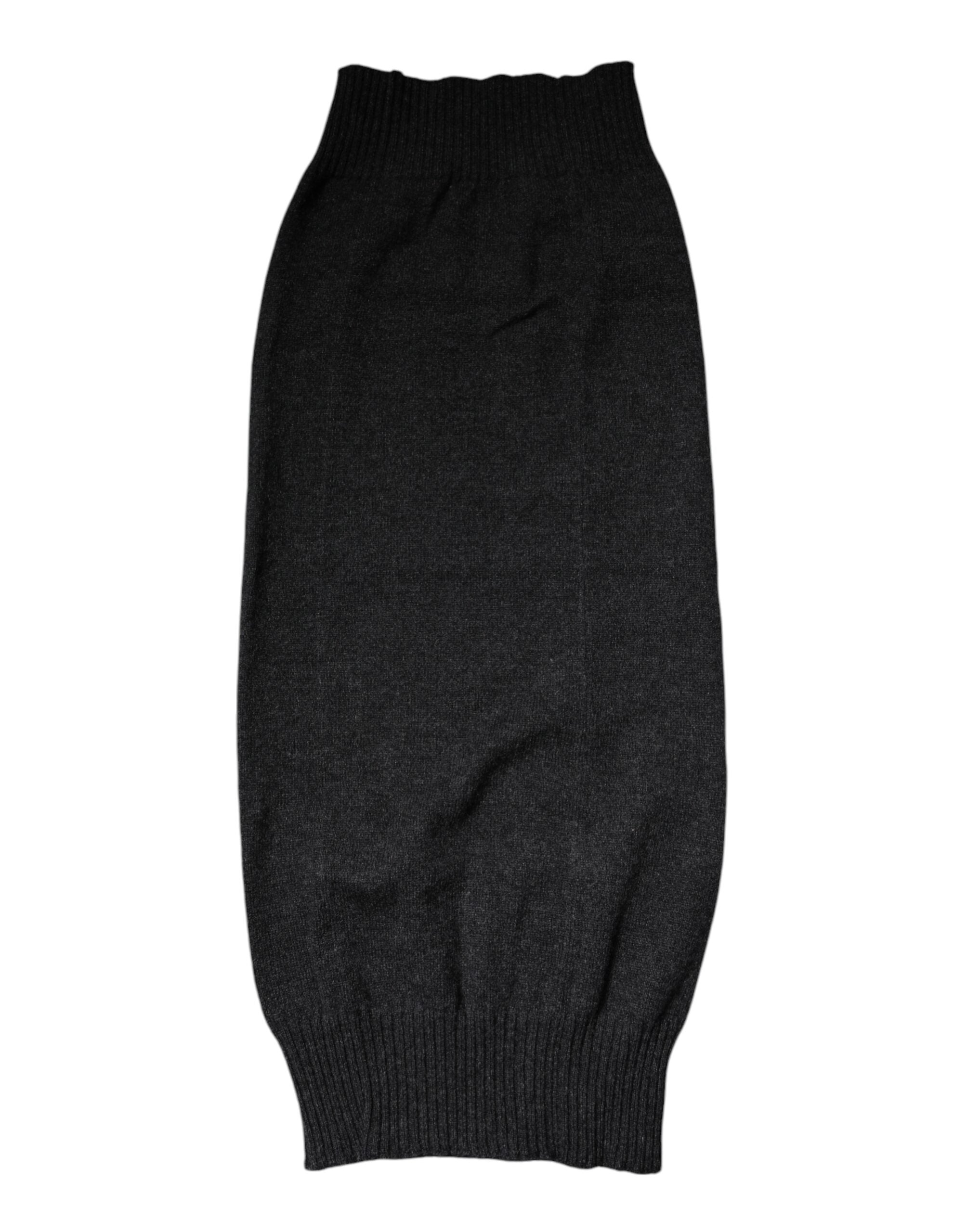 Black Cashmere Knitted Neck Warmer Foulard Scarf - ventzia