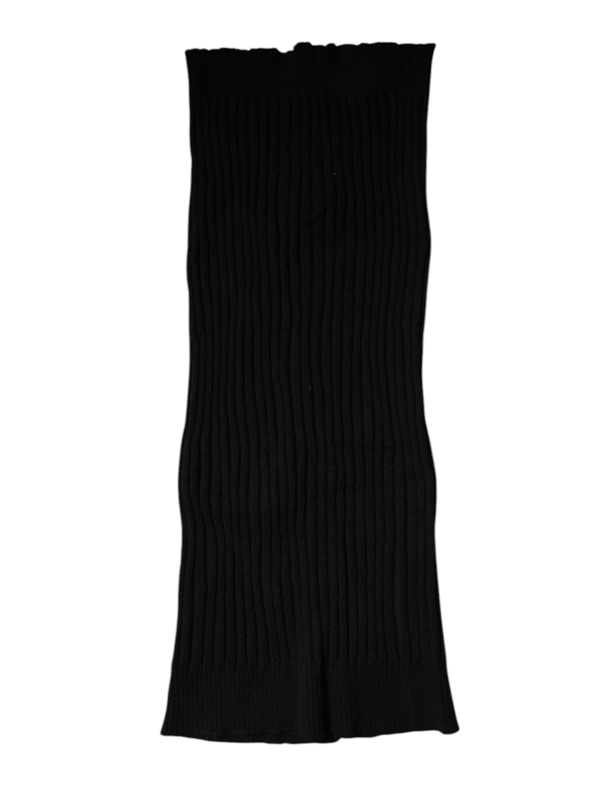 Black Cashmere Knitted Neck Warmer Foulard Scarf - ventzia