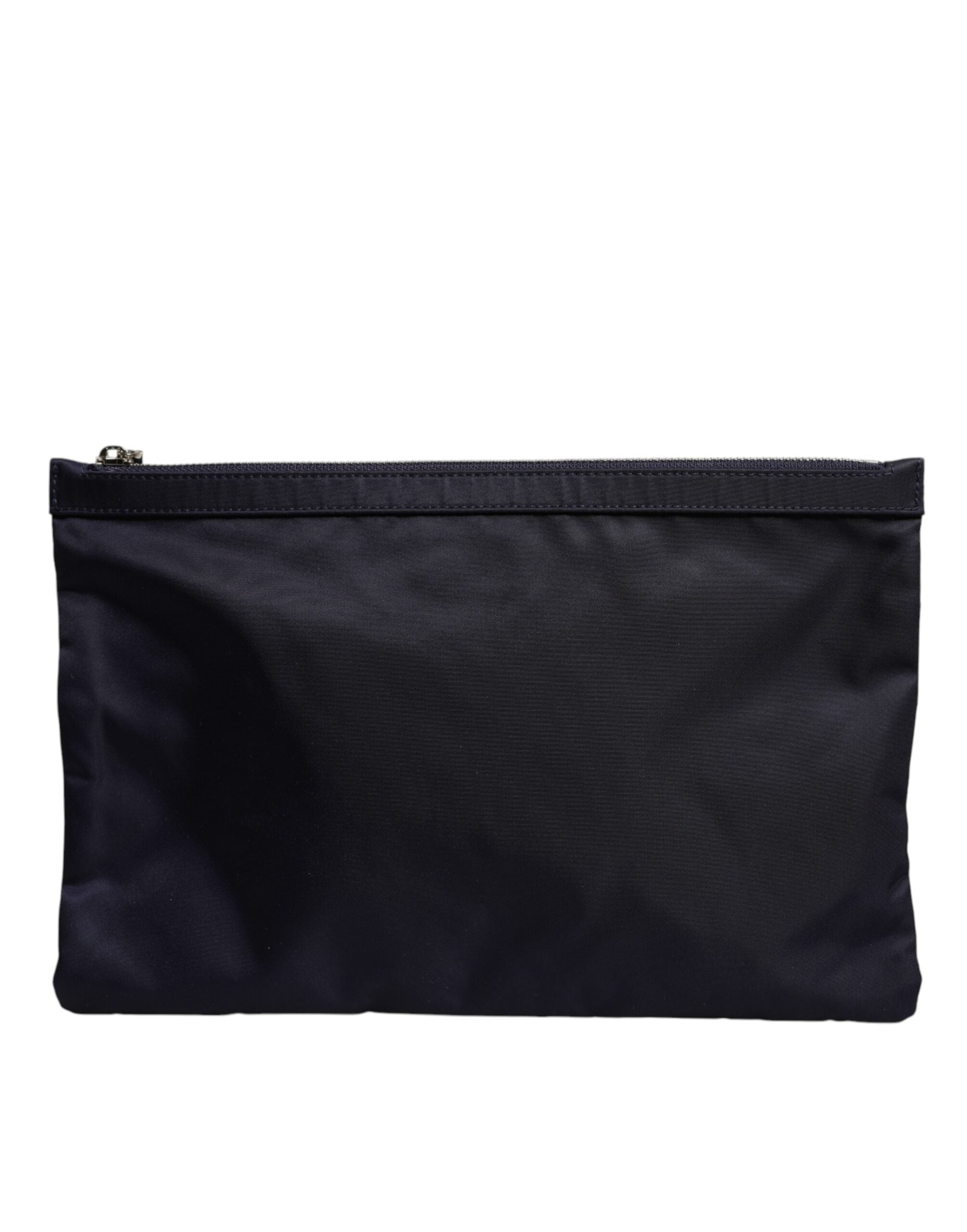 Blue DG Logo Patch Embellished Pouch Clutch Bag - ventzia