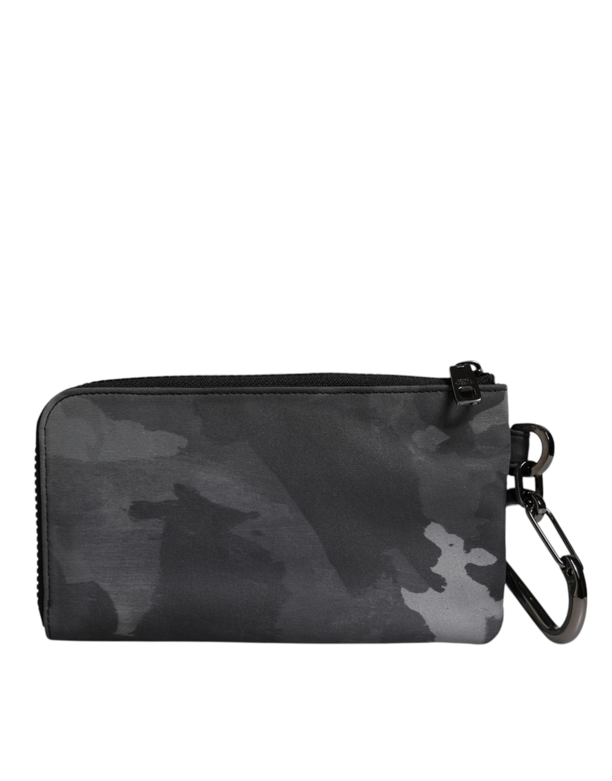 Black Gray Camouflage Logo Plaque Keyring Pouch Bag - ventzia