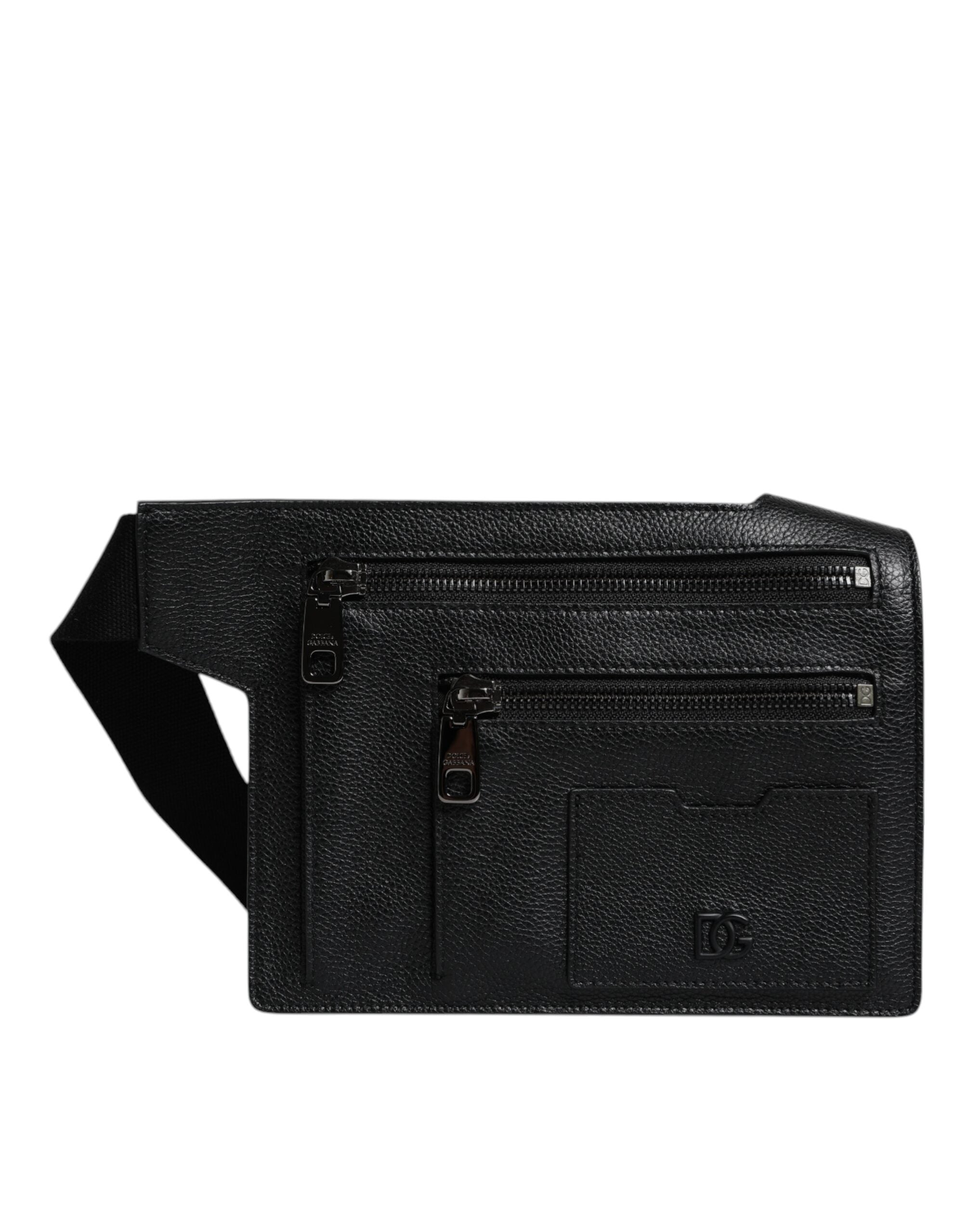 Black Calfskin Leather Messenger Crossbody Bag - ventzia
