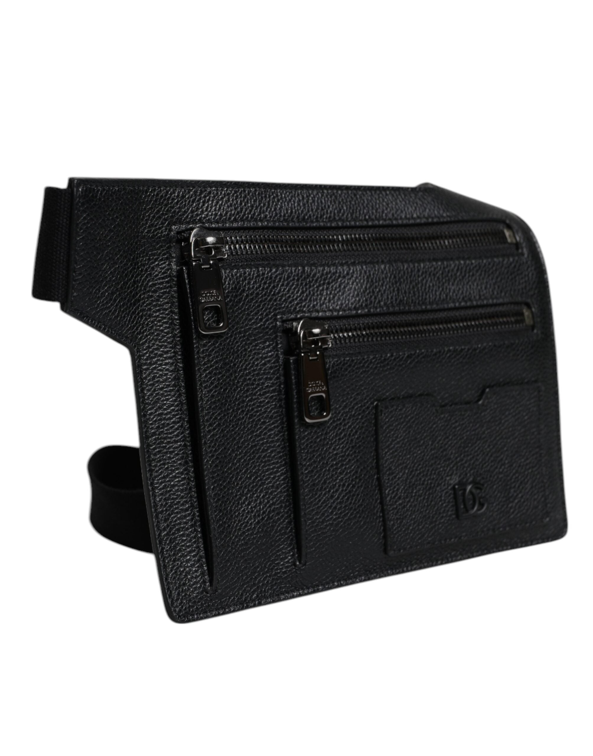 Black Calfskin Leather Messenger Crossbody Bag - ventzia