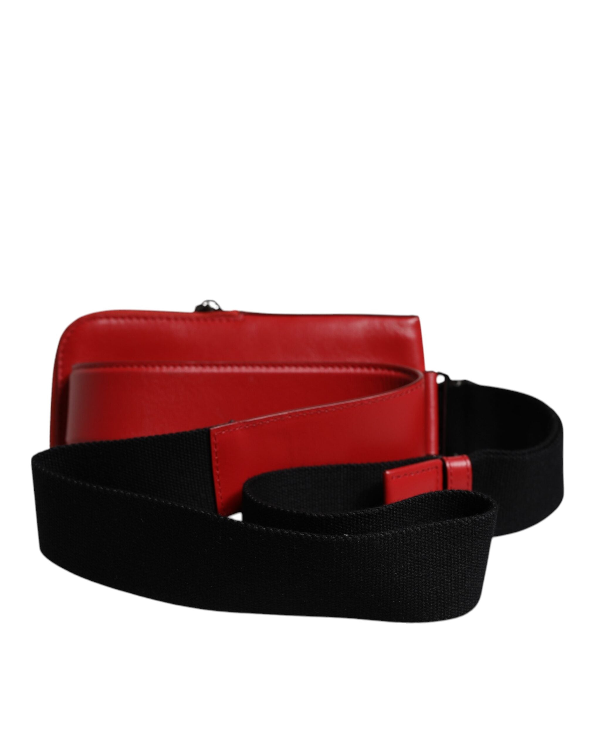 Red Calfskin Logo Purse Phone Belt Waist Bag - ventzia