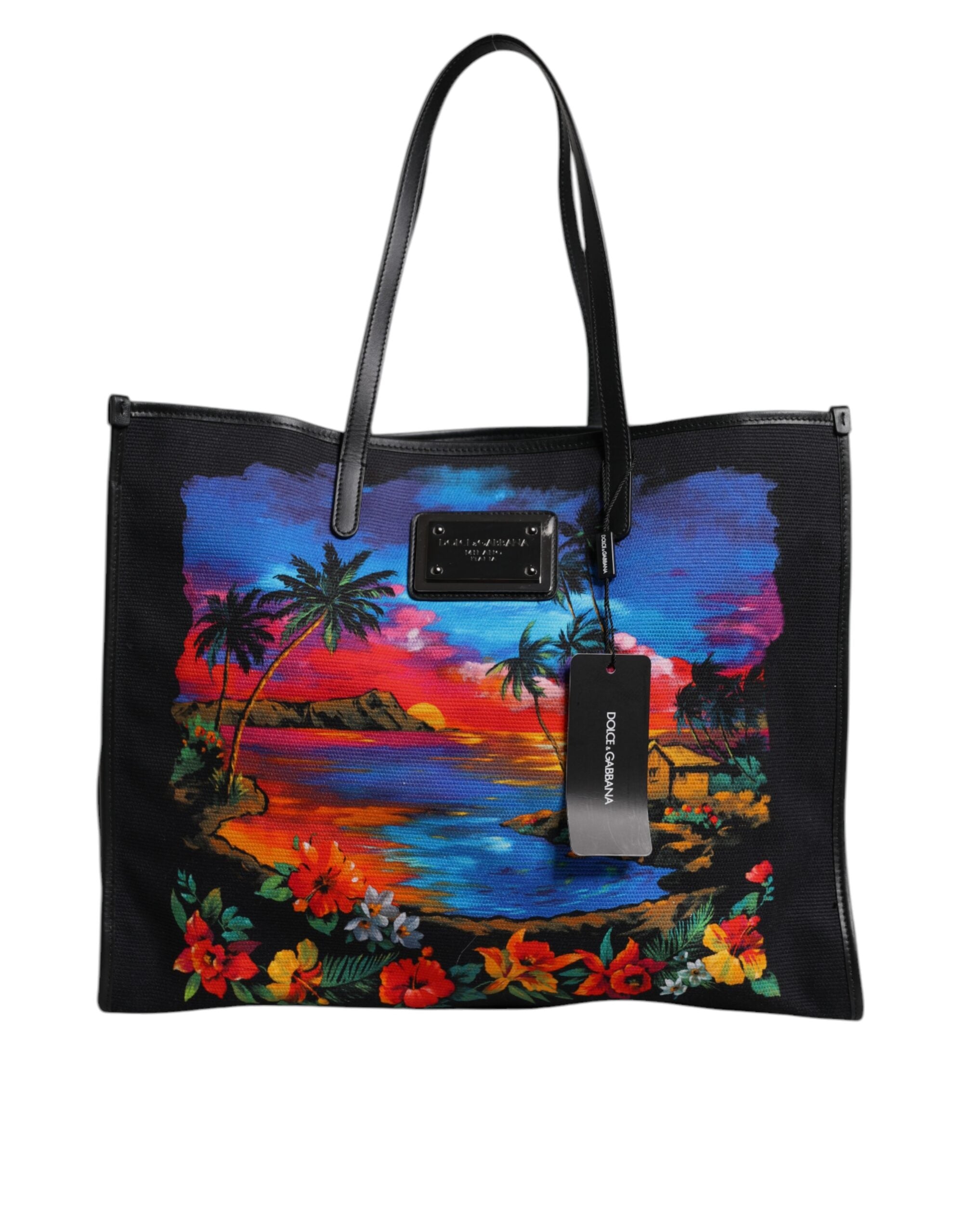 Multicolor Graphic Printed Top Handle Shopping Tote Bag - ventzia