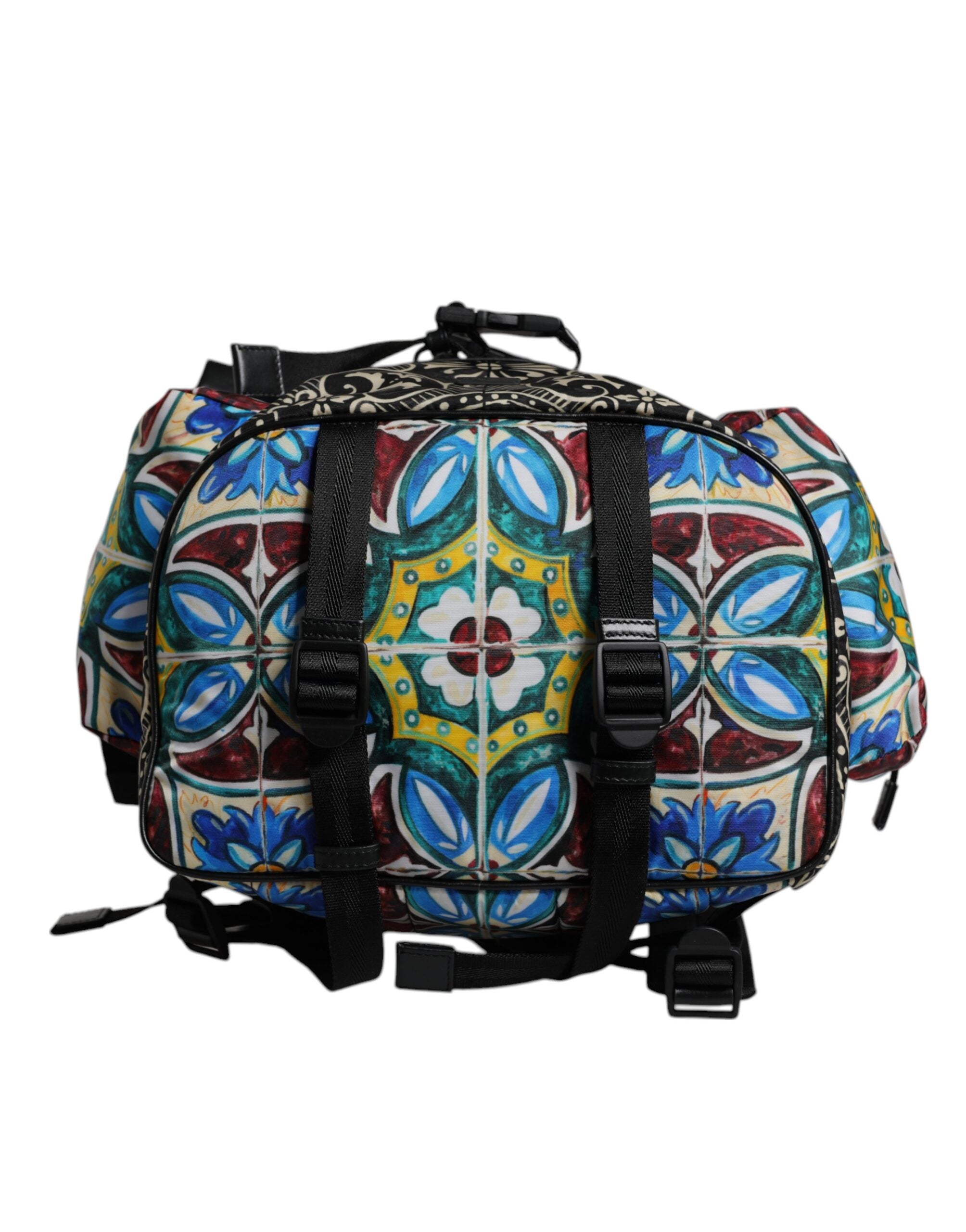 Multicolor Maiolica Print Nylon Backpack Bag - ventzia