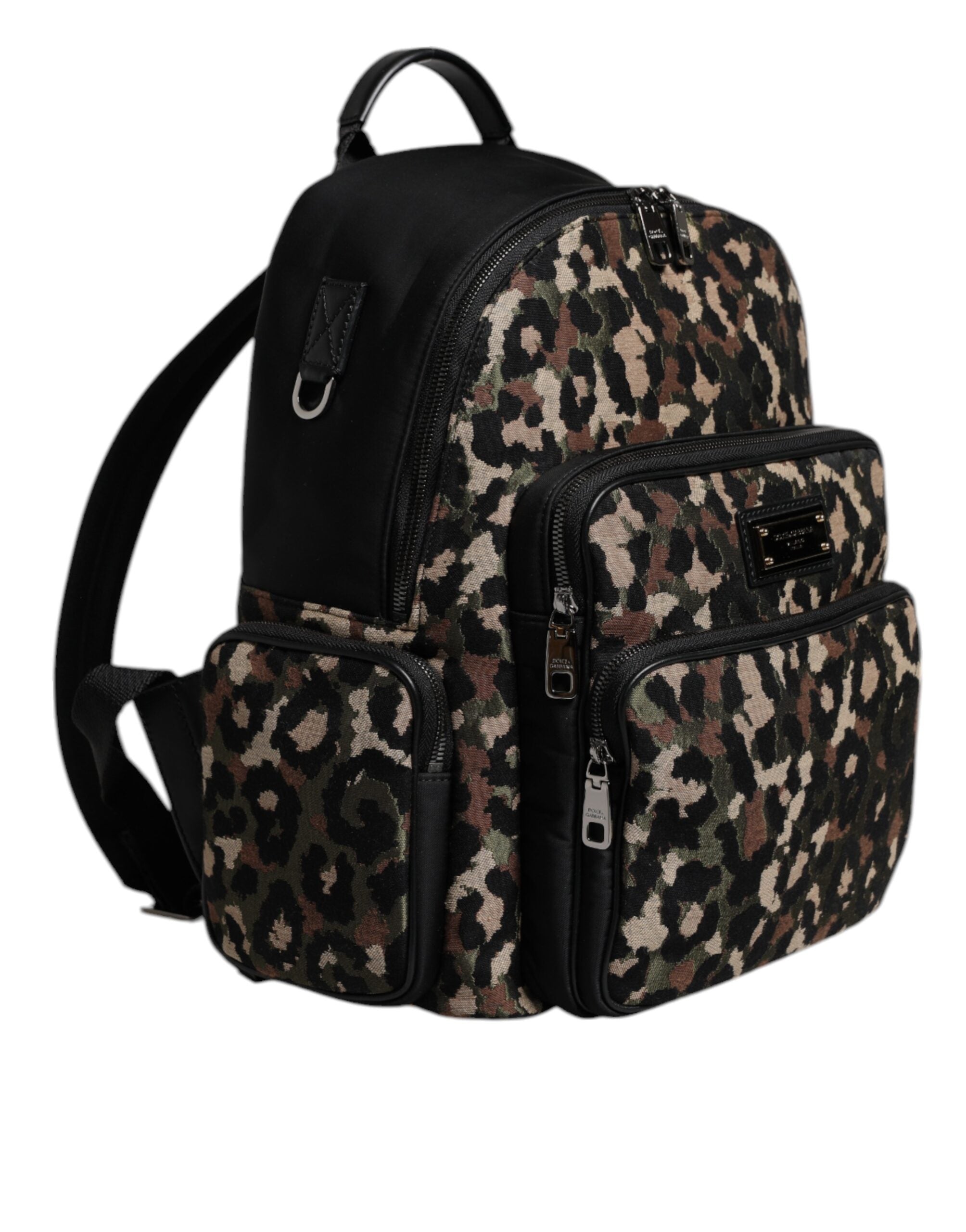 Multicolor Leopard Print DG Logo Plaque Men Backpack Bag - ventzia