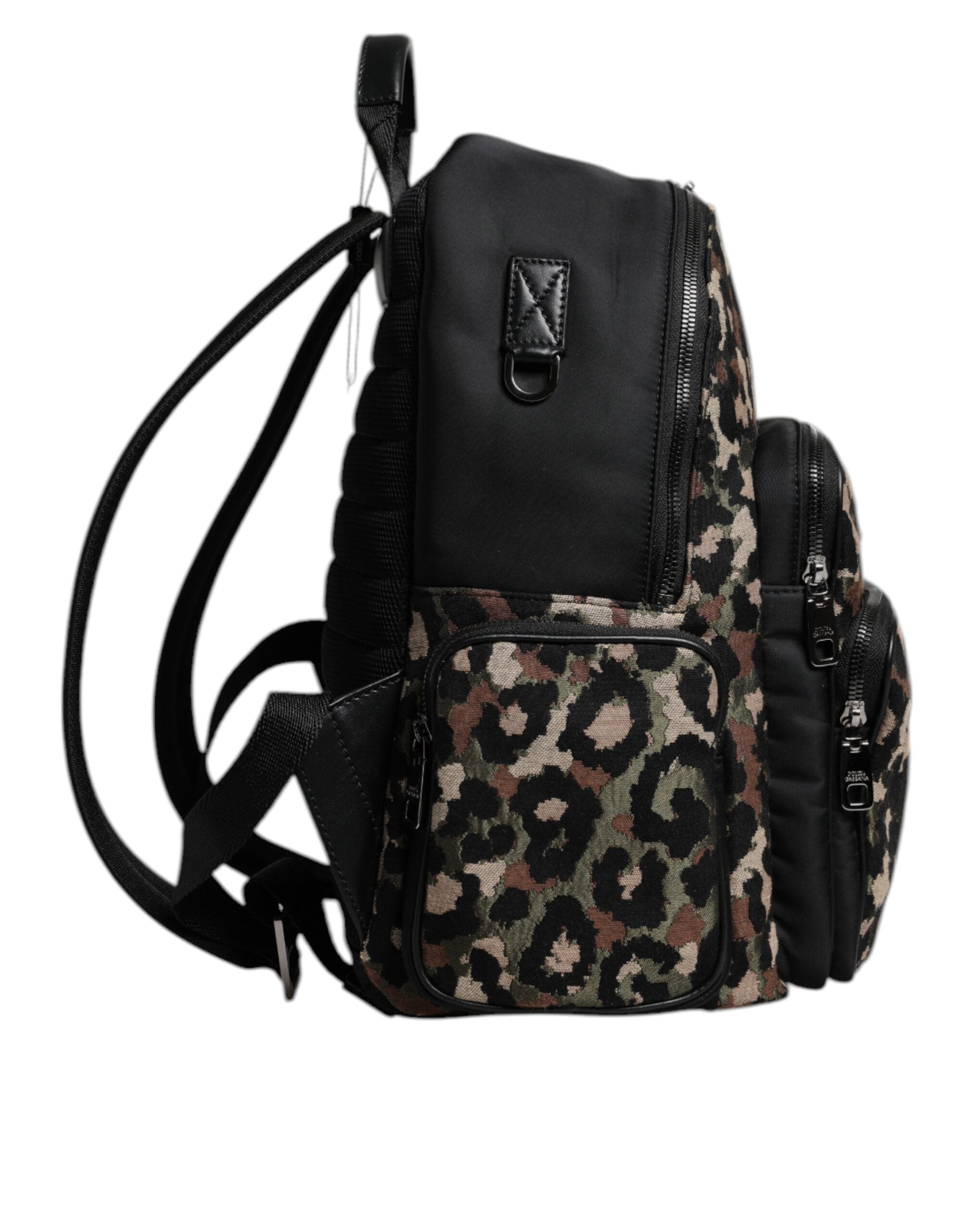 Multicolor Leopard Print DG Logo Plaque Men Backpack Bag - ventzia
