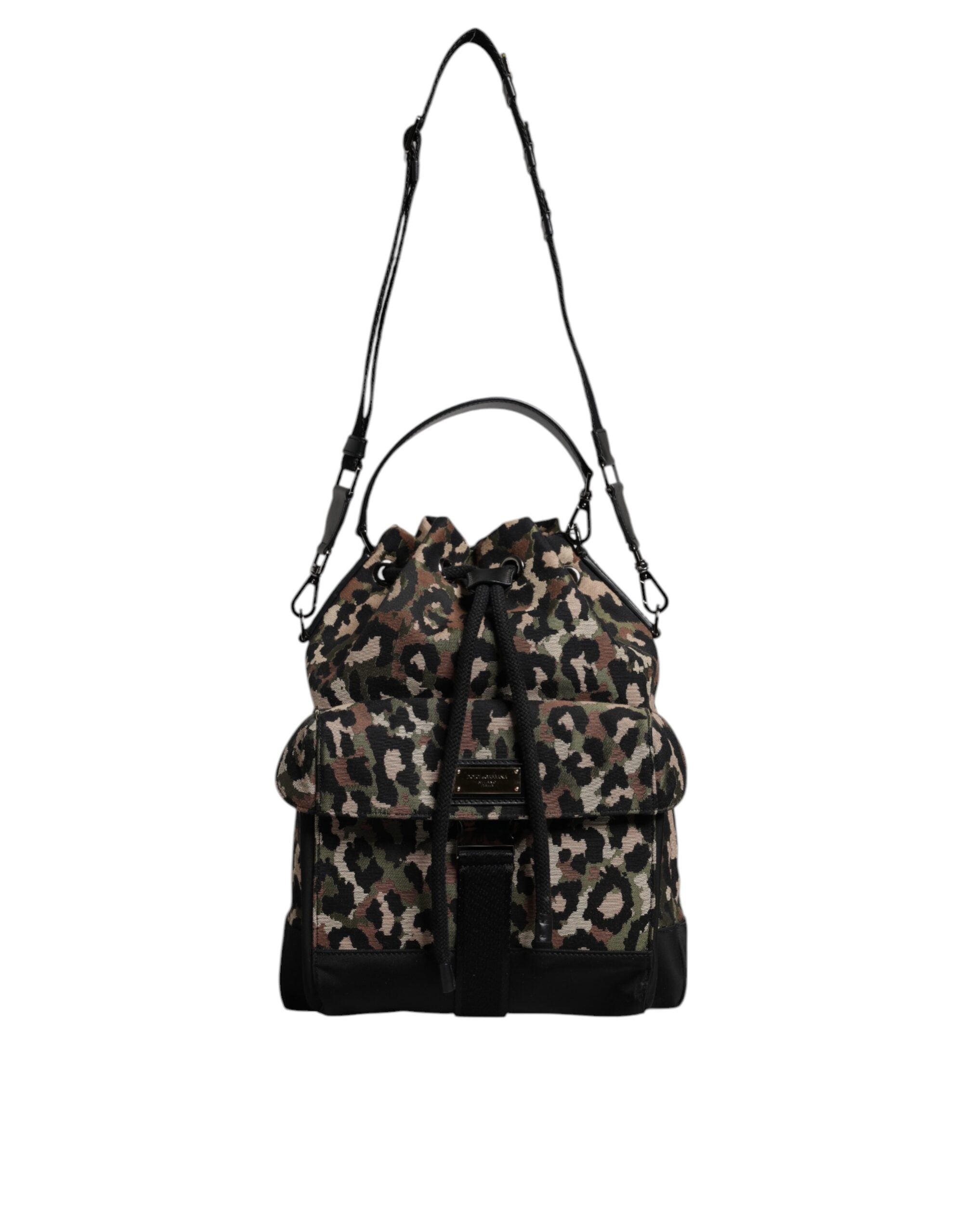 Multicolor Leopard Cotton Shoulder Bucket Bag - ventzia
