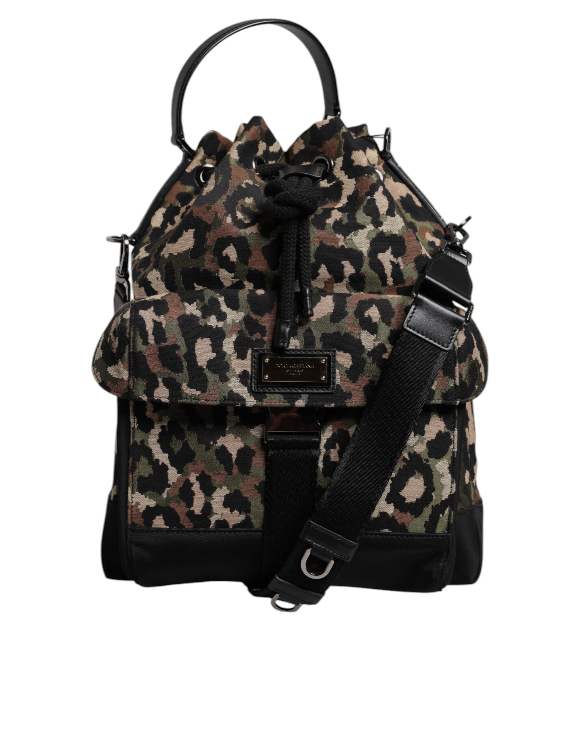 Multicolor Leopard Cotton Shoulder Bucket Bag - ventzia