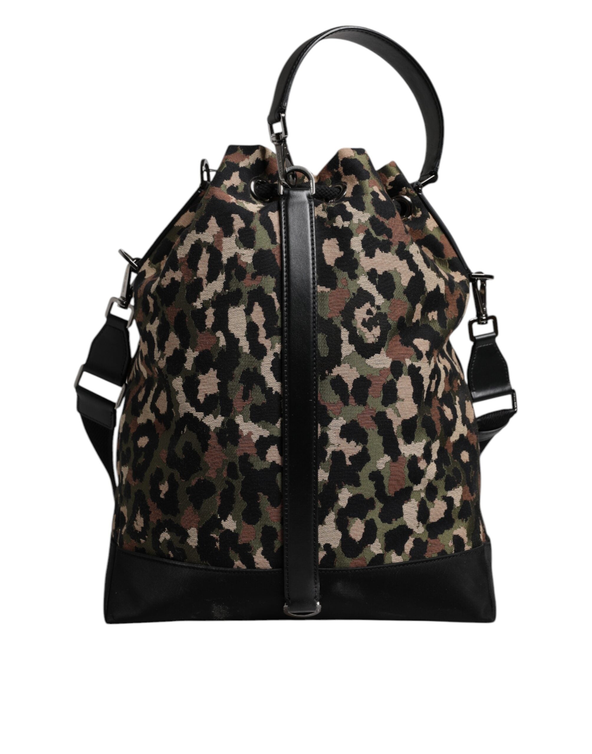 Multicolor Leopard Cotton Shoulder Bucket Bag - ventzia