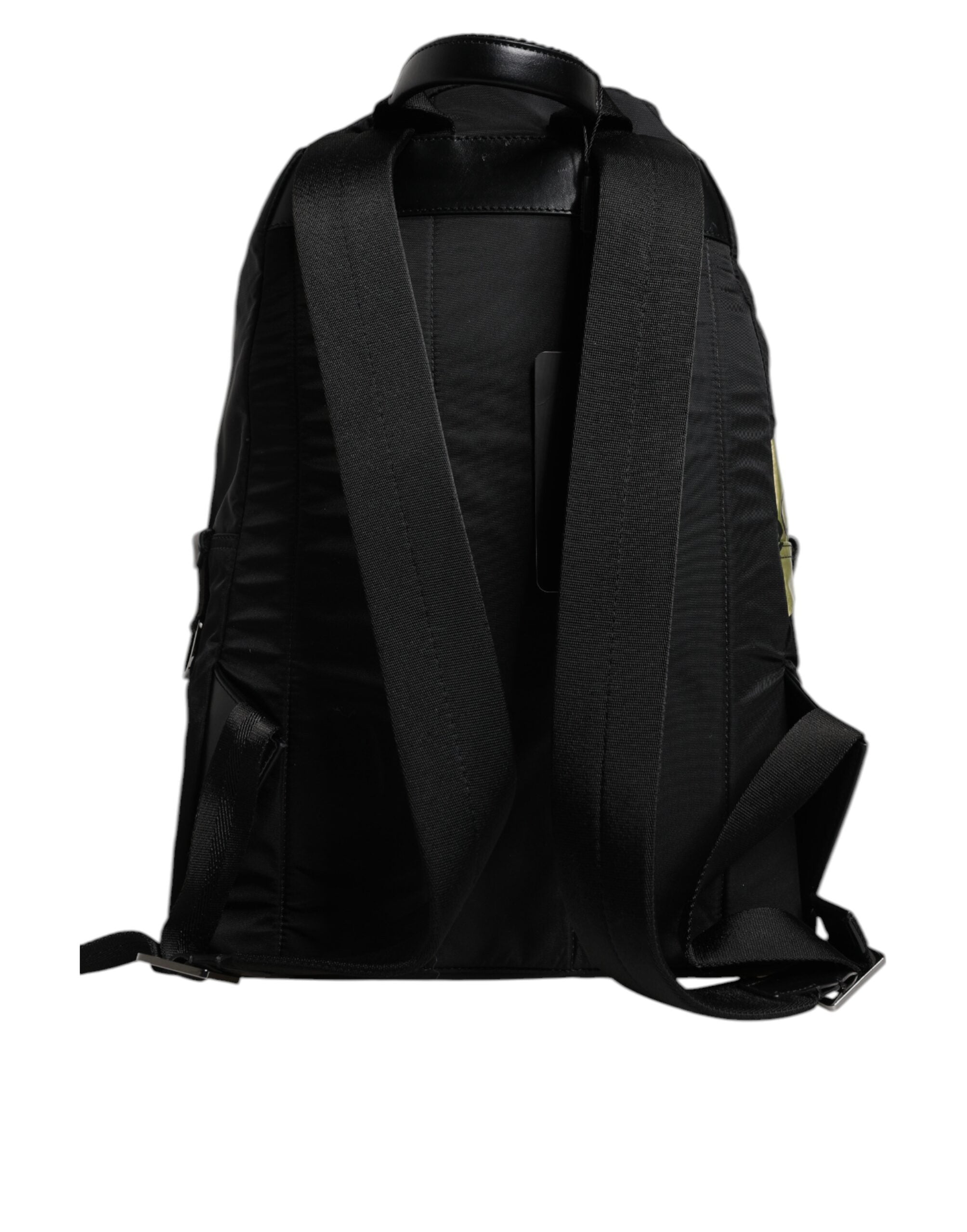 Black Logo Tape Polyamide School Travel Backpack Bag - ventzia
