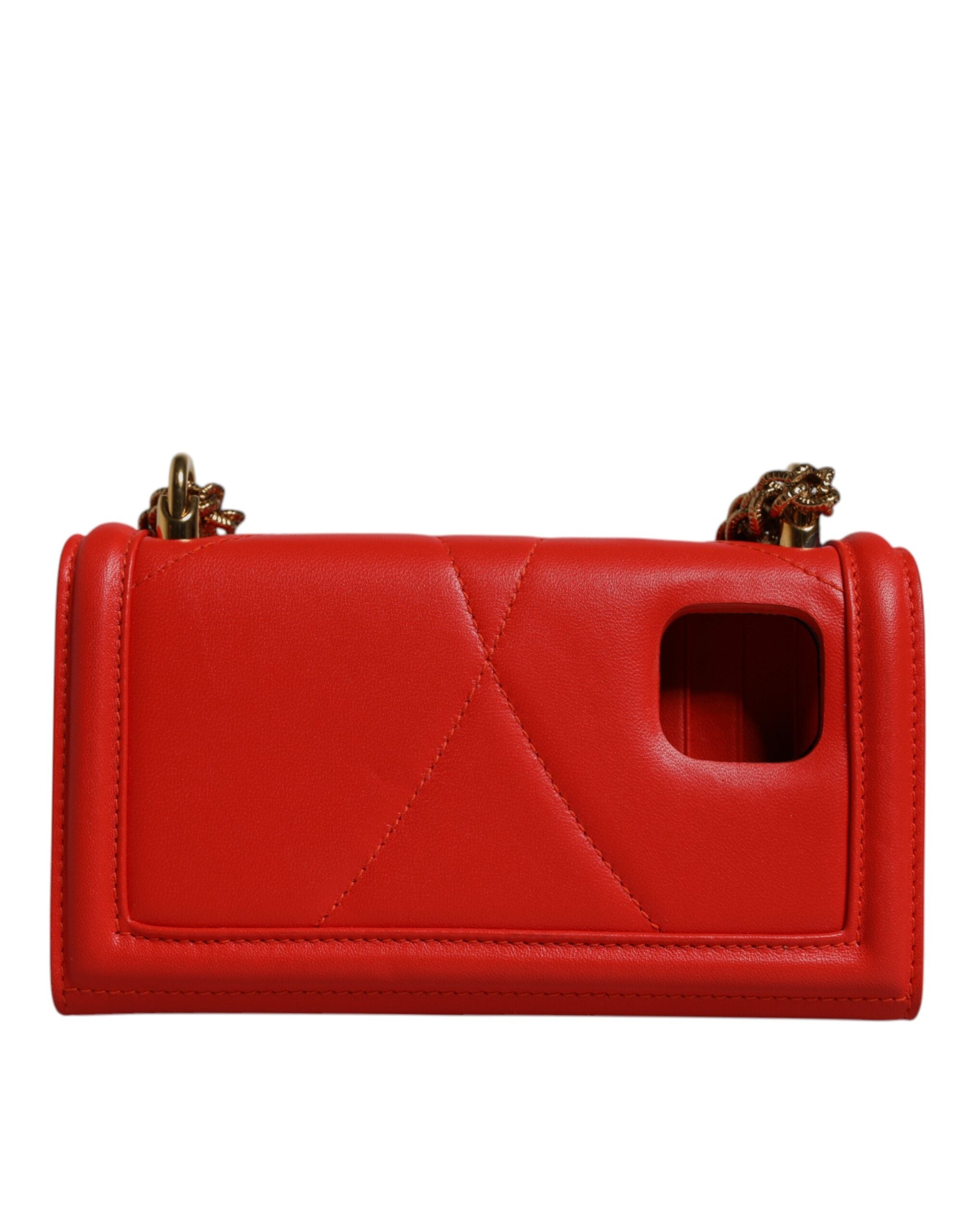 Red Quilted Devotion Crossbody Chain Phone Cover Bag - ventzia