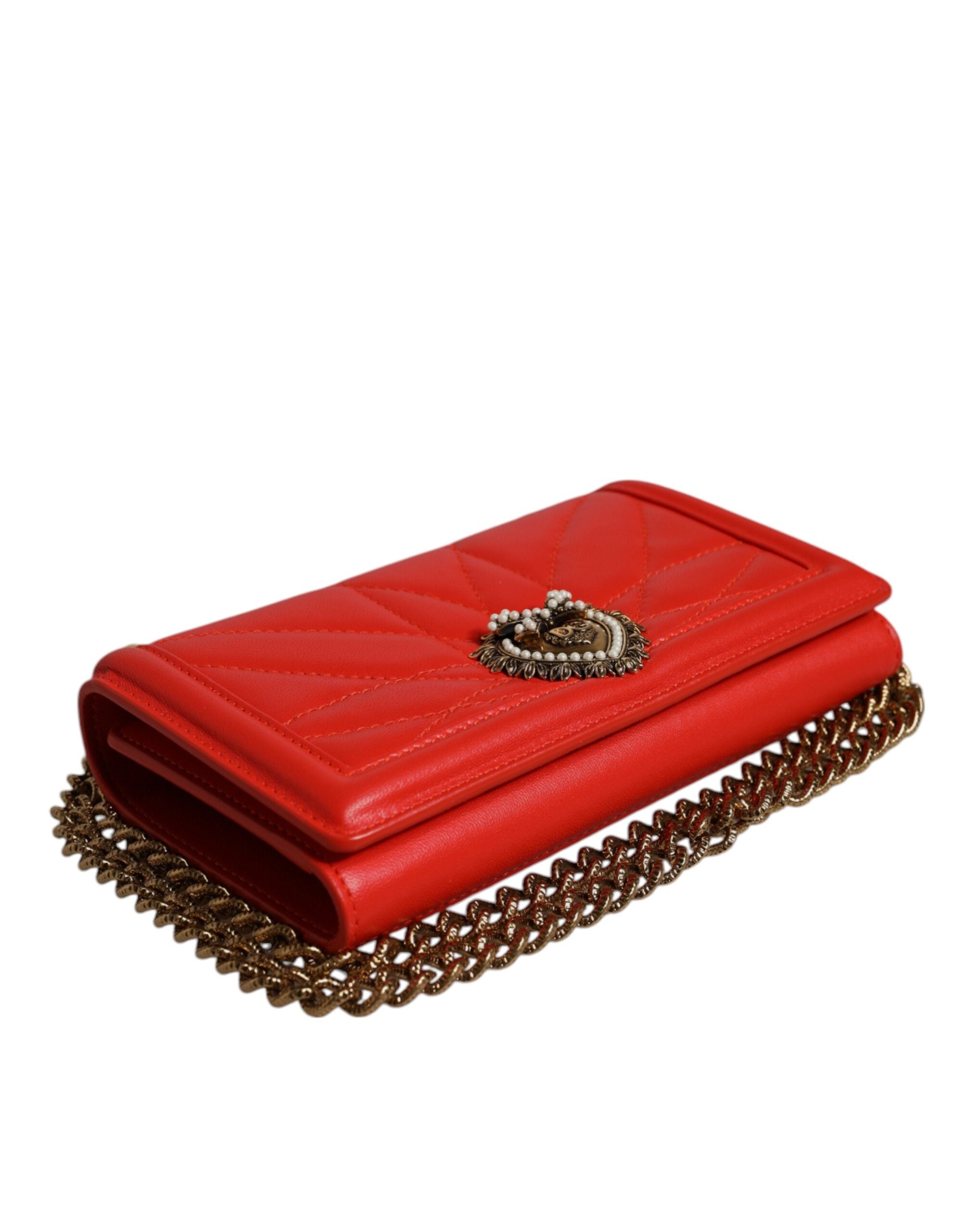 Red Quilted Devotion Crossbody Chain Phone Cover Bag - ventzia