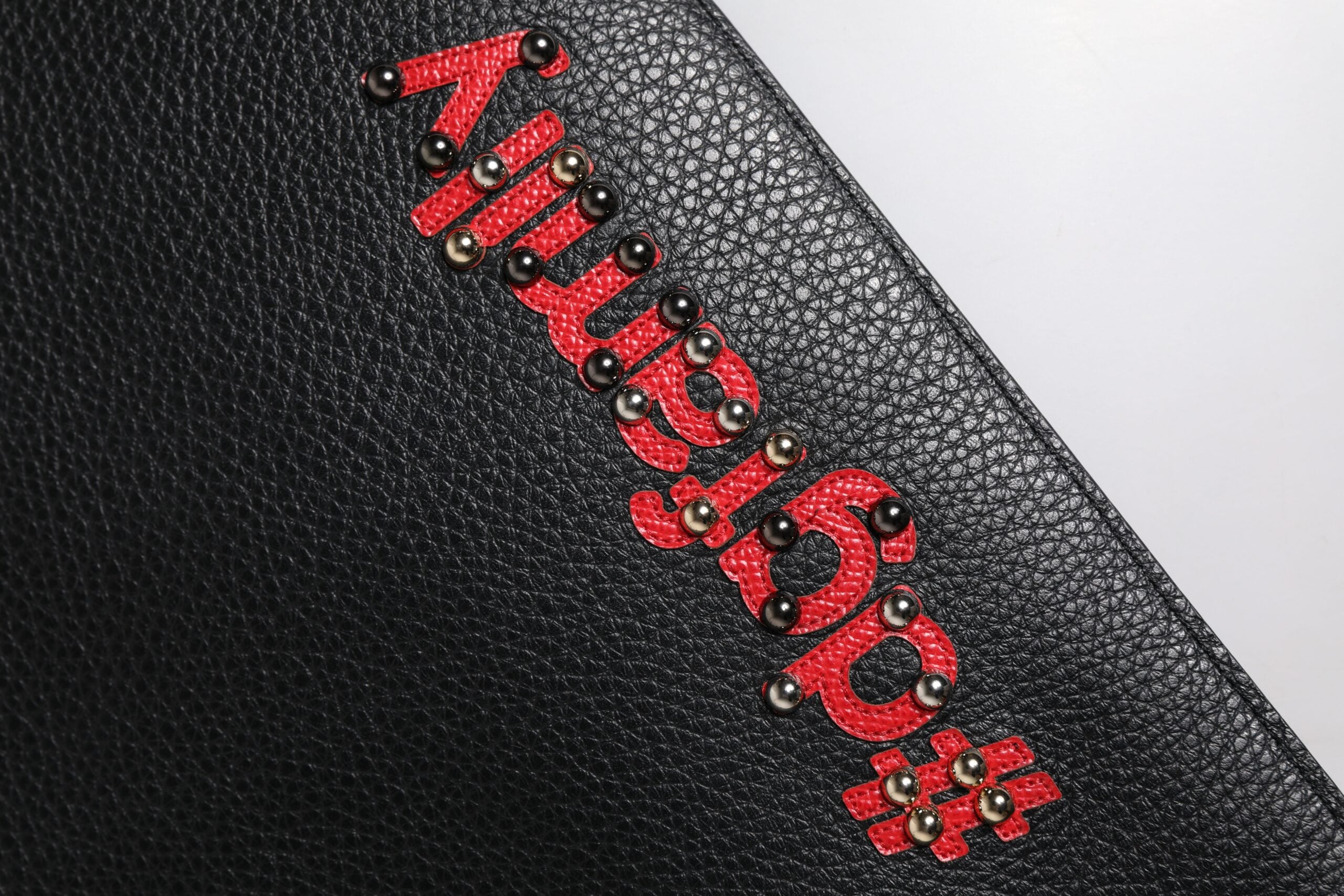 Black #DGFamily Embellished Leather Clutch Bag - ventzia