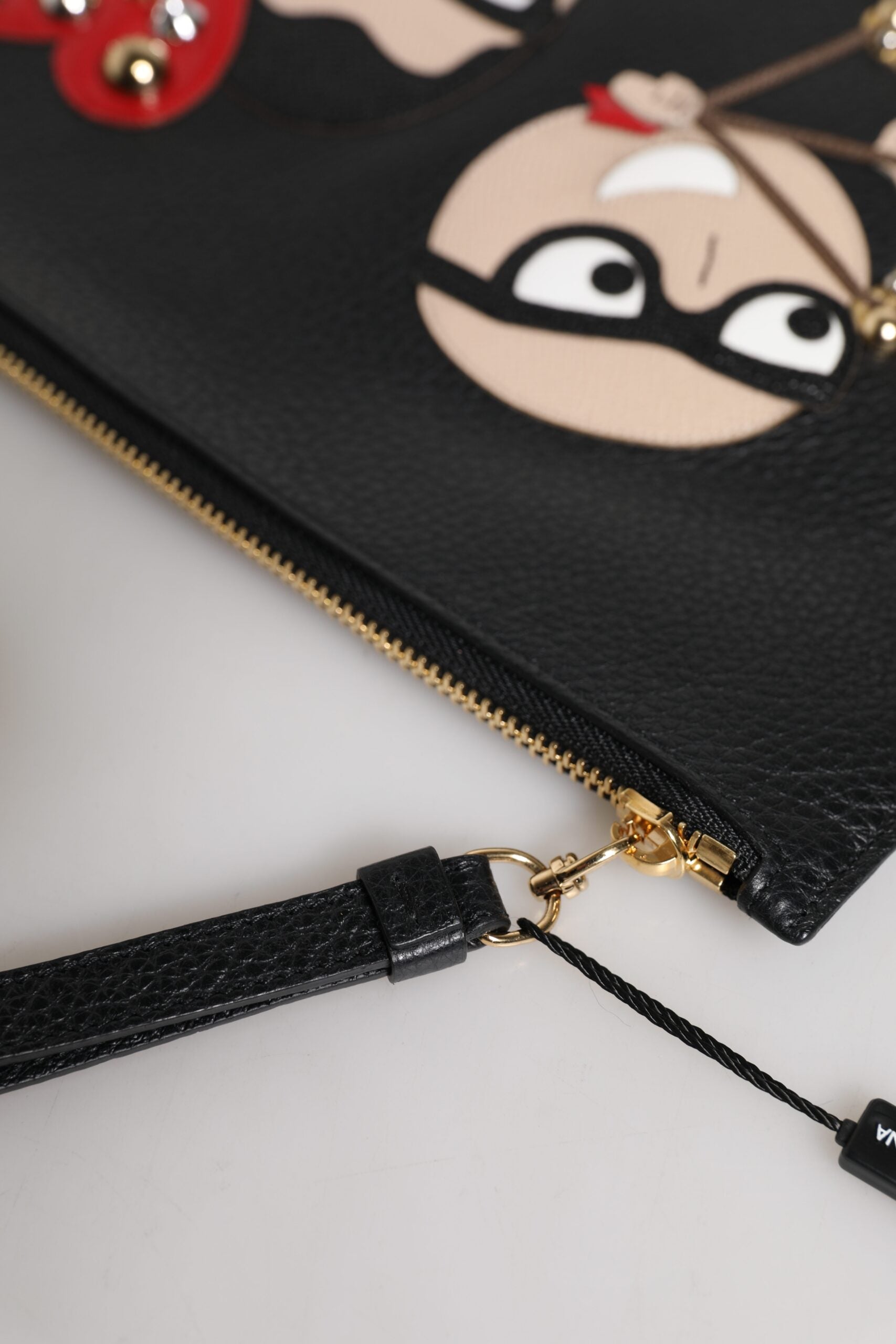 Black #DGFamily Embellished Leather Clutch Bag - ventzia