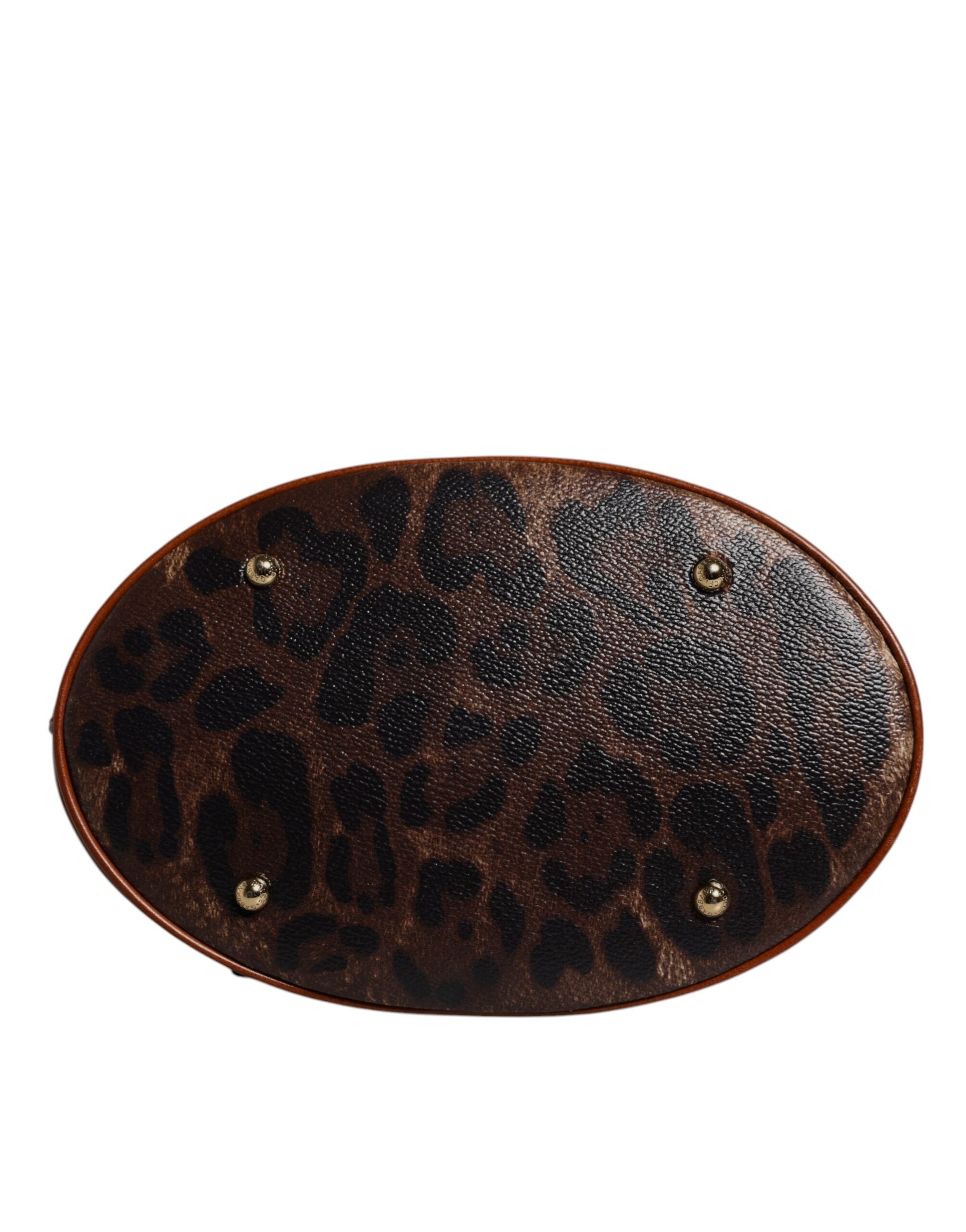 Brown Leopard Leather Shoulder Strap Tote Bag - ventzia