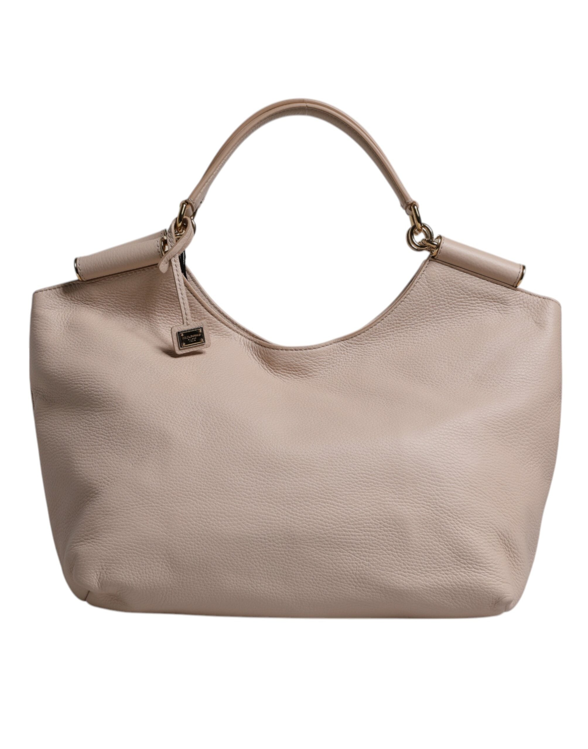 Light Pink Deer Leather Logo Plaque Tote Top Handle Bag - ventzia