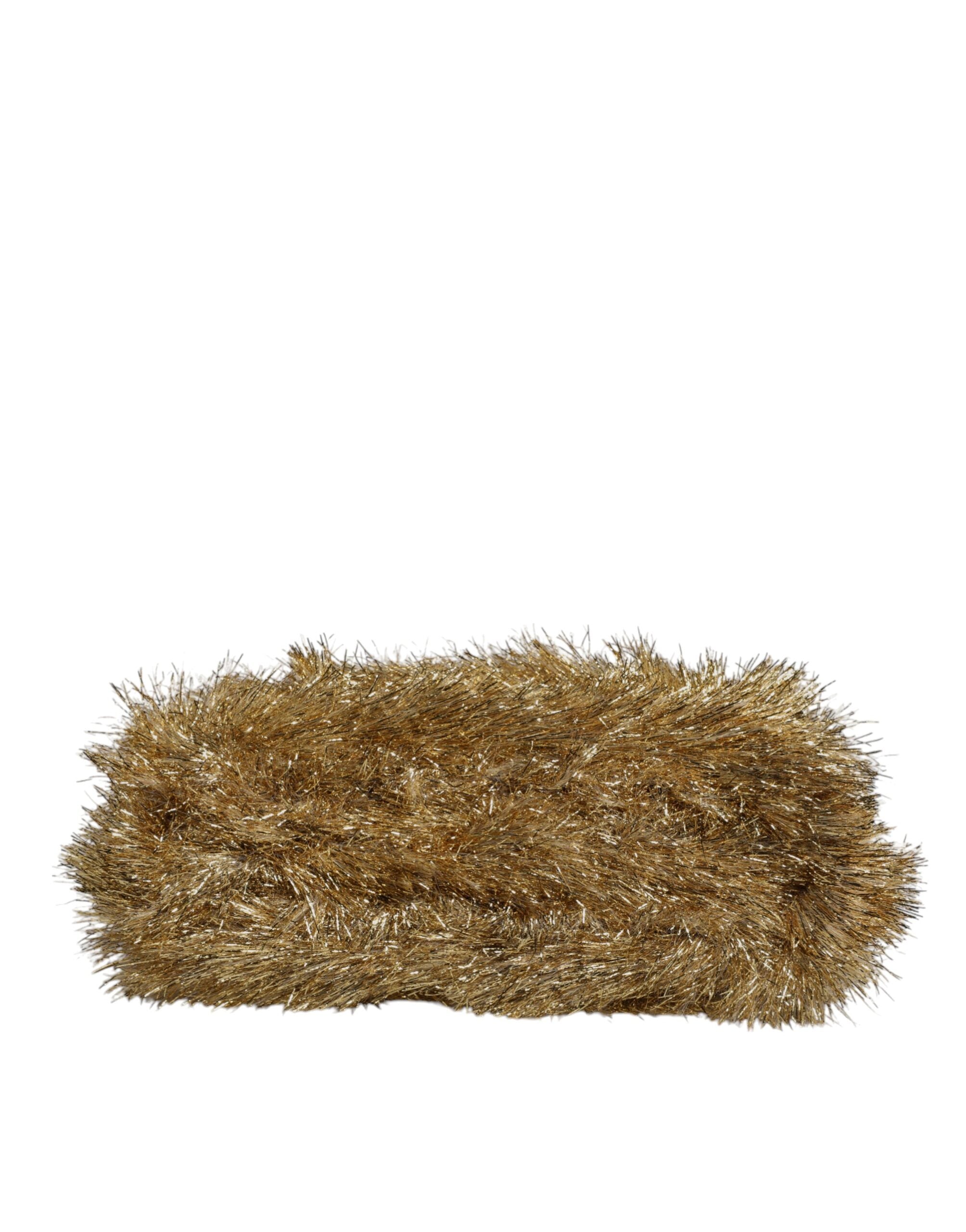 Gold Vanda Chain Strap Tinsel Crystal Evening Clutch Bag - ventzia