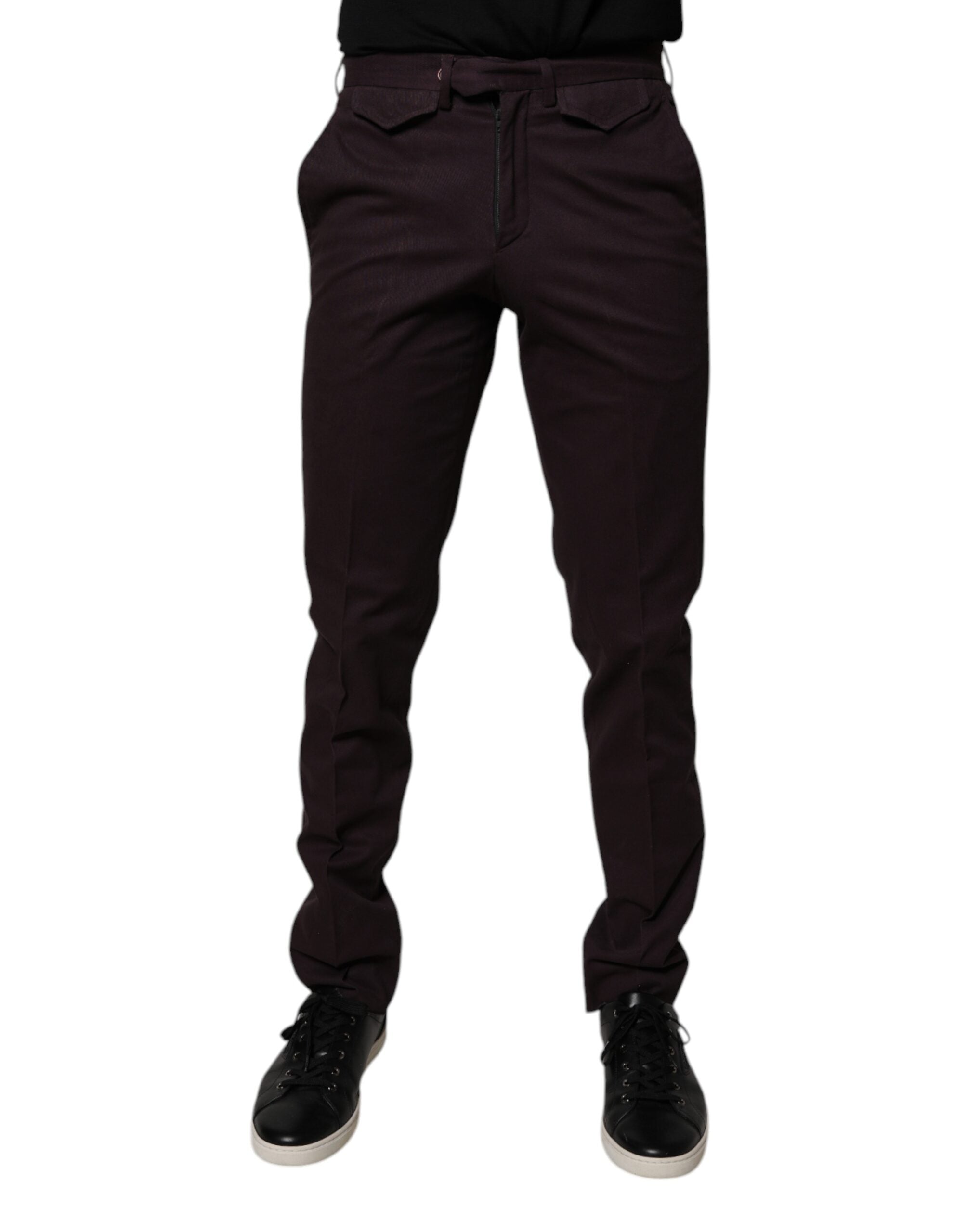 Brown Pure Cotton Slim Fit Men Dress Pants - ventzia