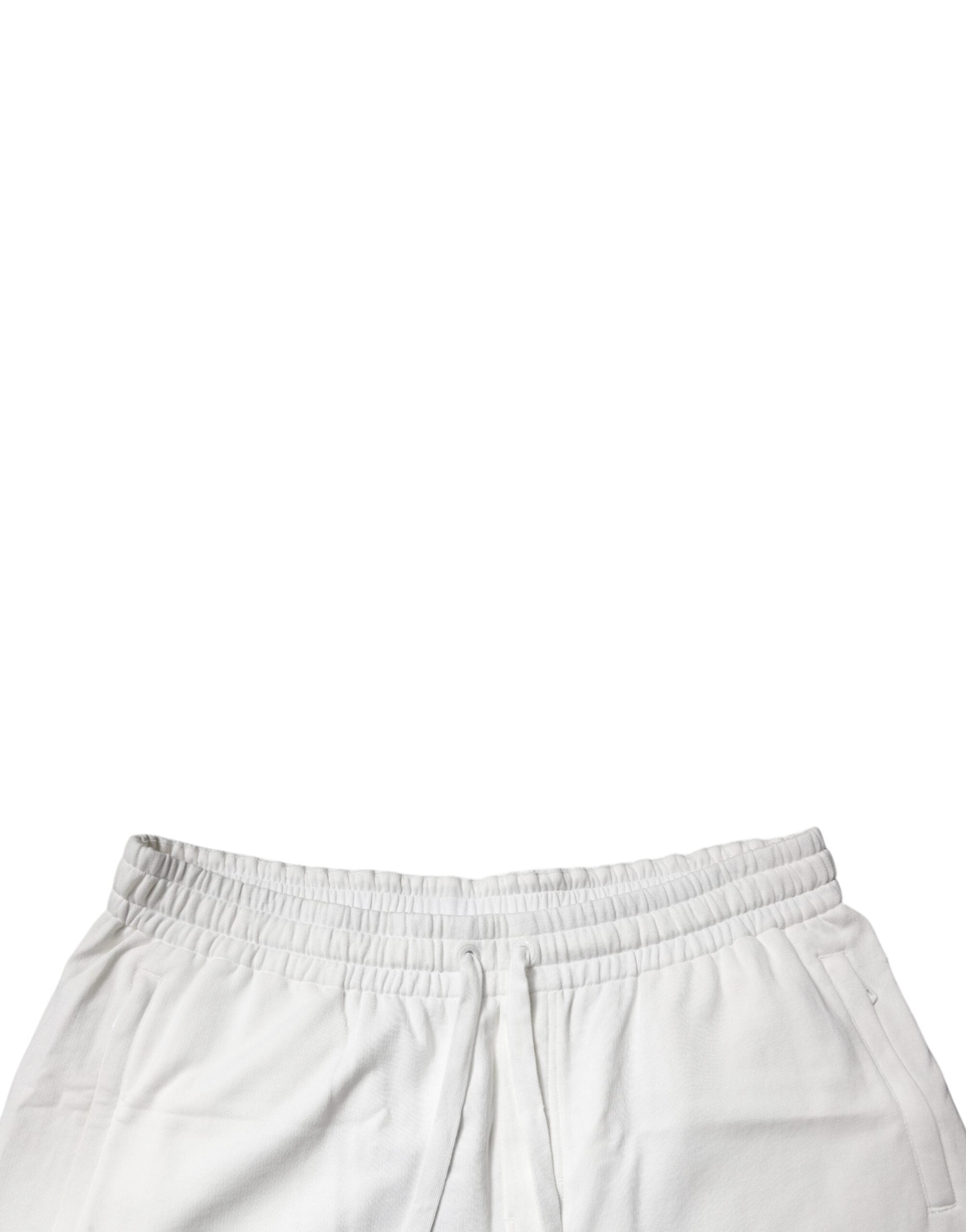 White Cotton Sweatshorts Men Bermuda Shorts - ventzia