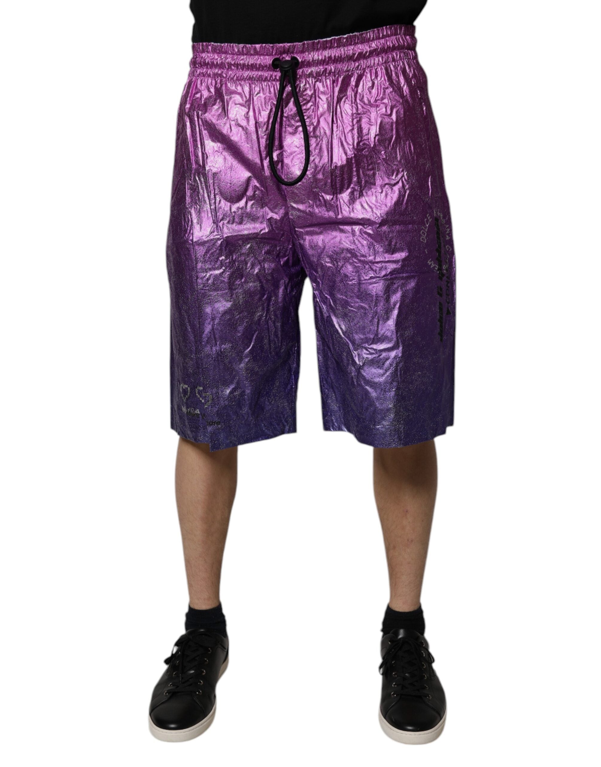 Metallic Pink Purple Two Tone Bermuda Shorts - ventzia