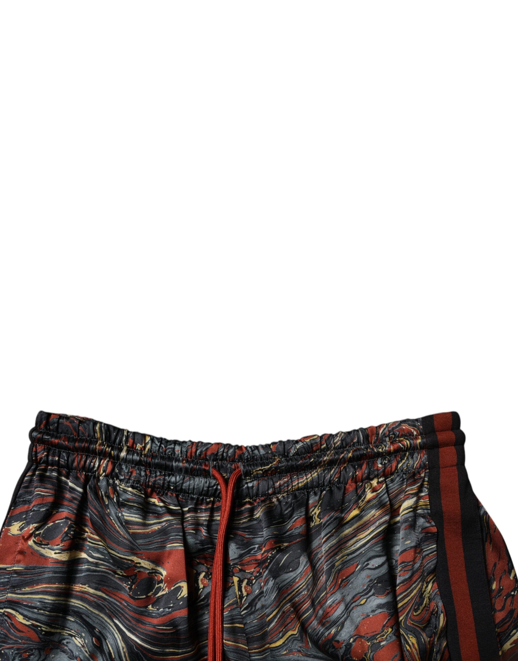 Multicolor Marble Print Trouser Bermuda Shorts - ventzia