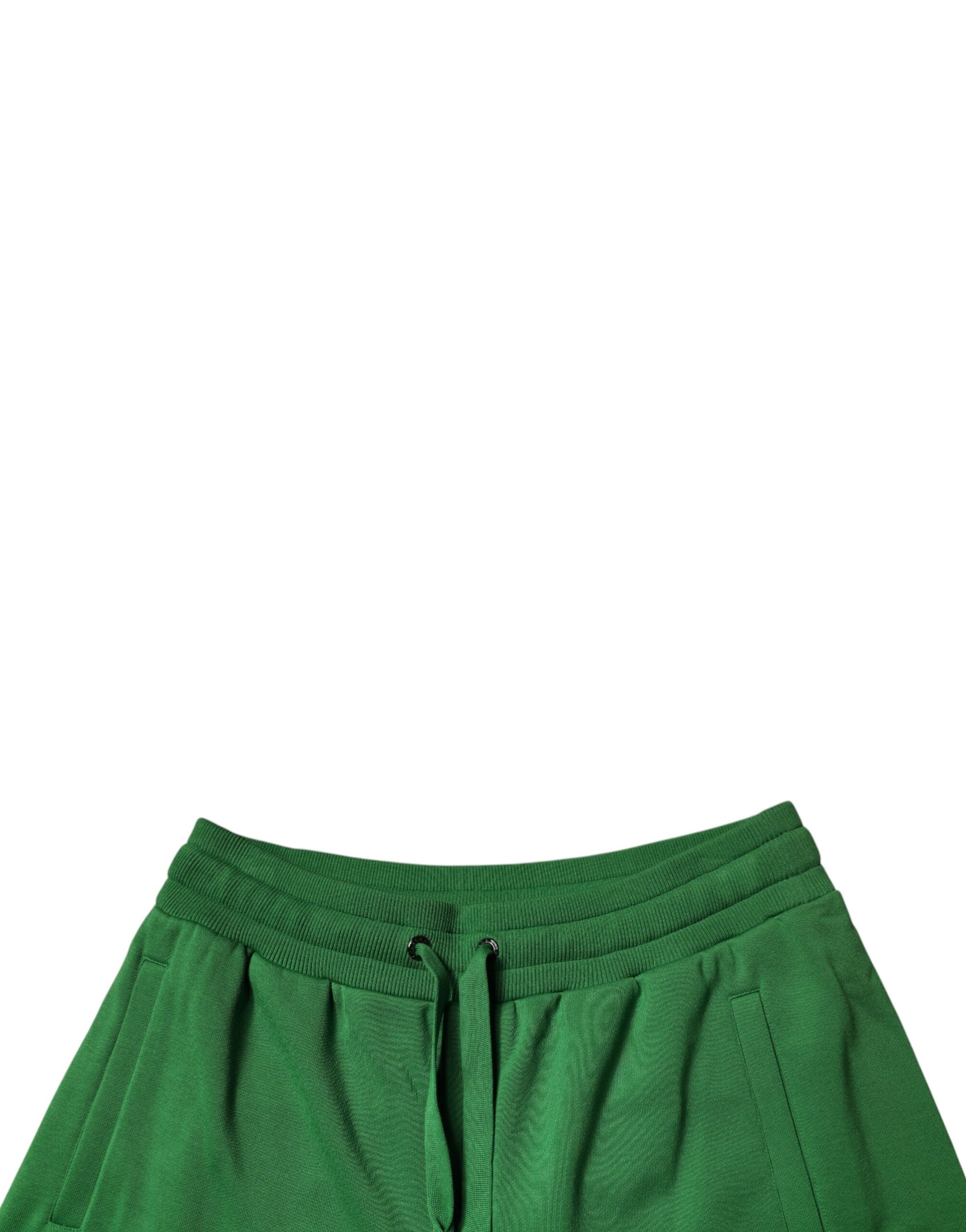 Green Cotton Men Sweatshorts Bermuda Shorts - ventzia