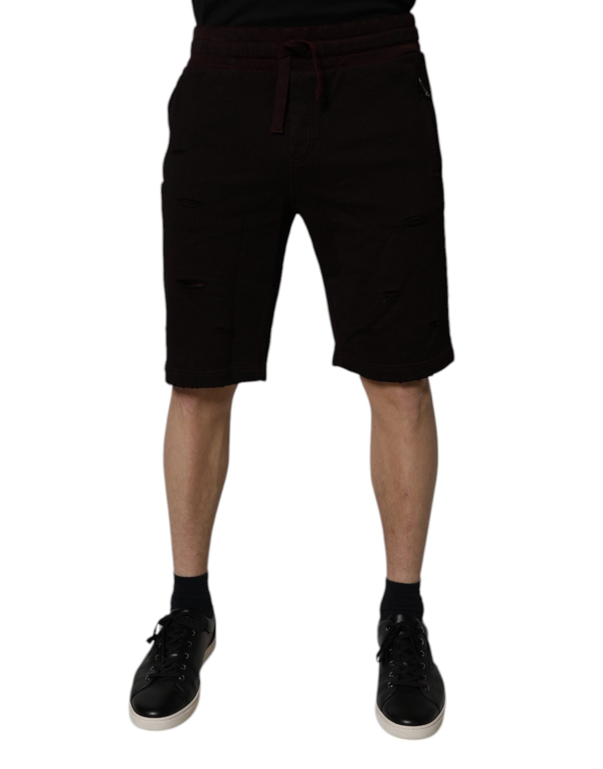 Maroon Cotton Sweatshorts Men Bermuda Shorts - ventzia