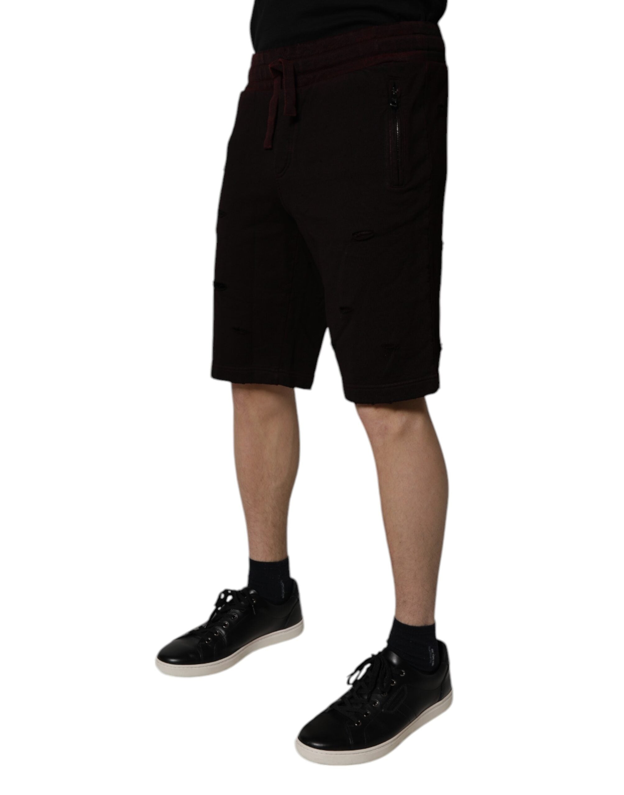 Maroon Cotton Sweatshorts Men Bermuda Shorts - ventzia