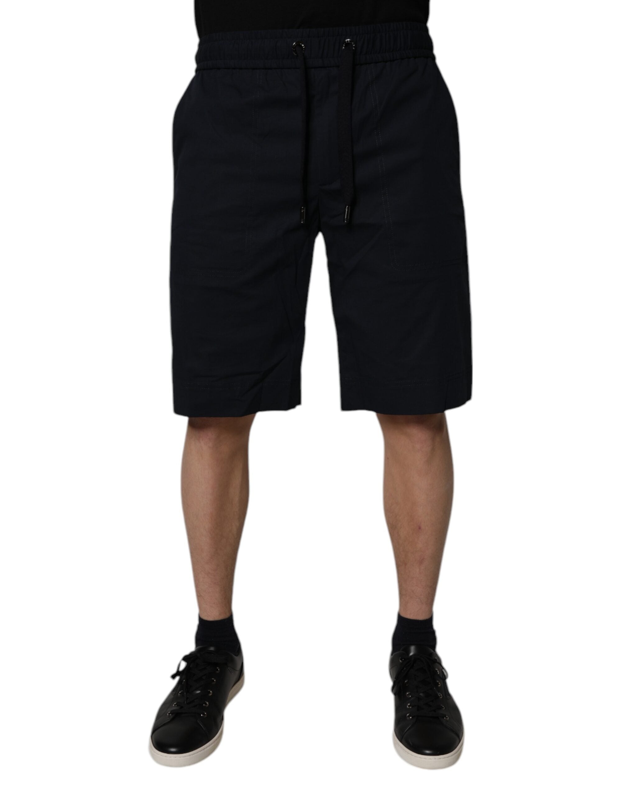 Black Cotton Sweatshorts Men Bermuda Shorts - ventzia