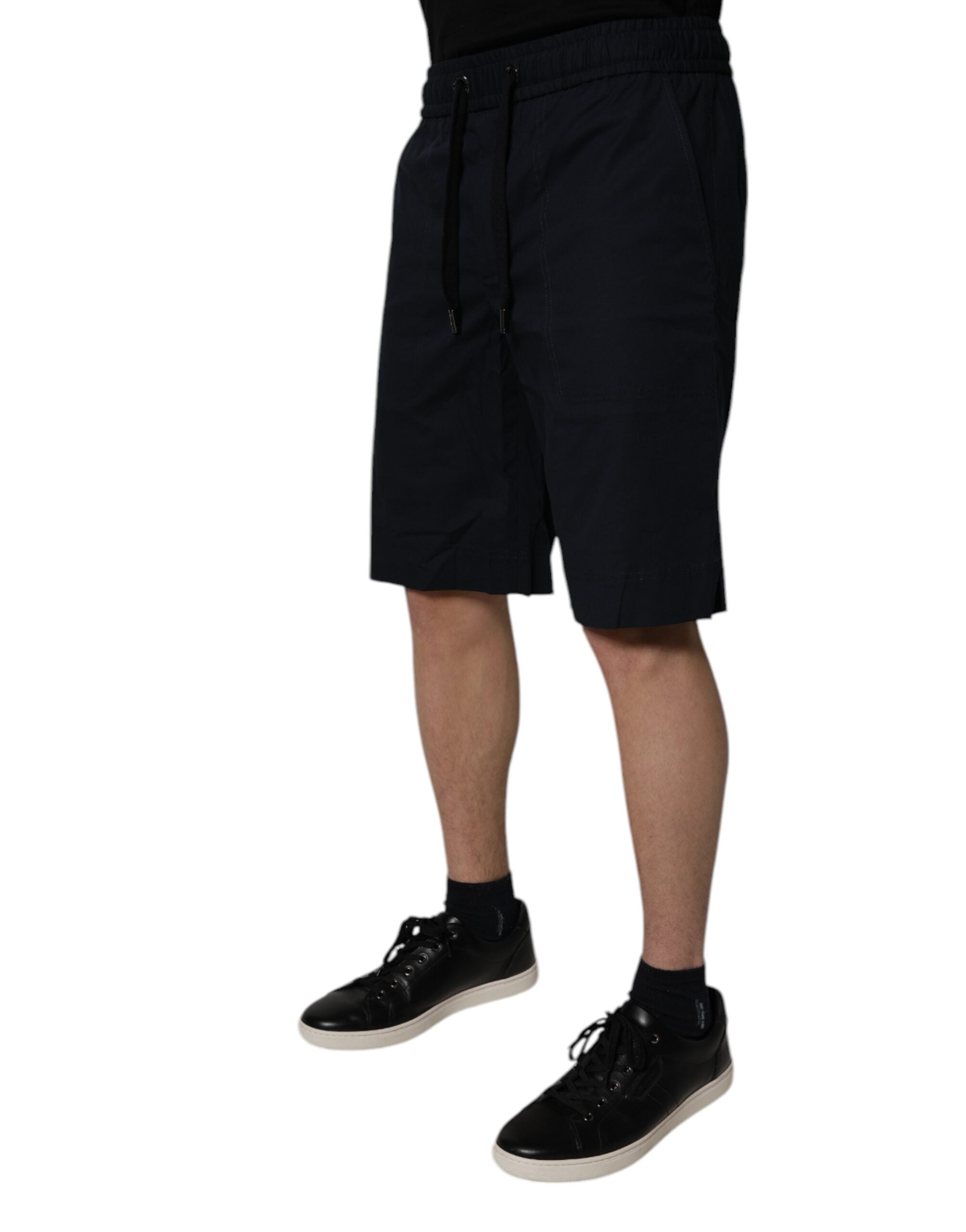 Black Cotton Sweatshorts Men Bermuda Shorts - ventzia
