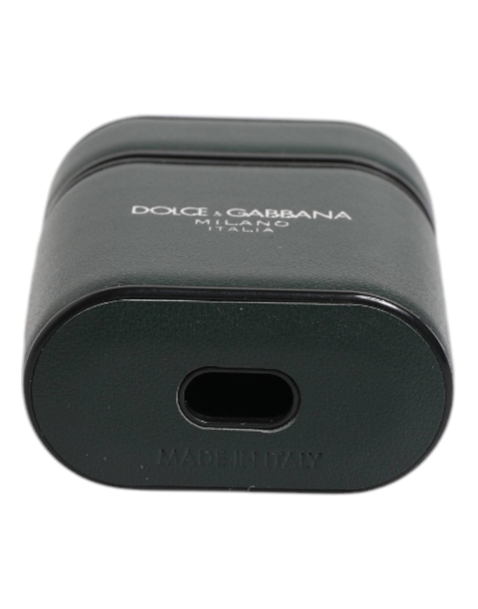 Black Calfskin Leather Logo Print Flip Holder Airpods Case