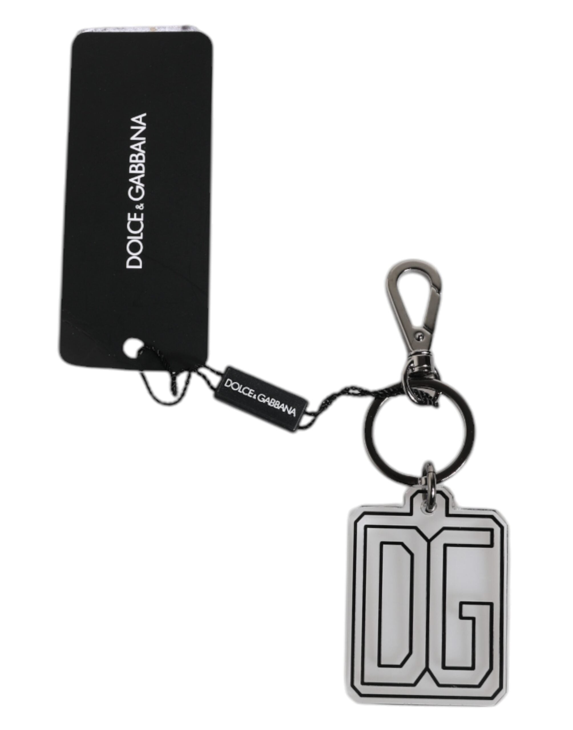 Gray Black DG Rubber Logo Silver Men's Keychain Keyring - ventzia